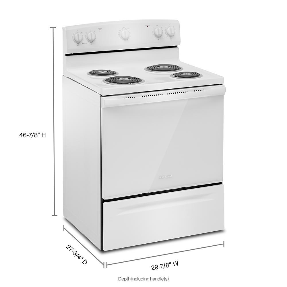 Amana ACR4203MNW 30 Inch Electric Range with Easy Clean Glass Door - Perfect for Modern Kitchens & Home Cooking