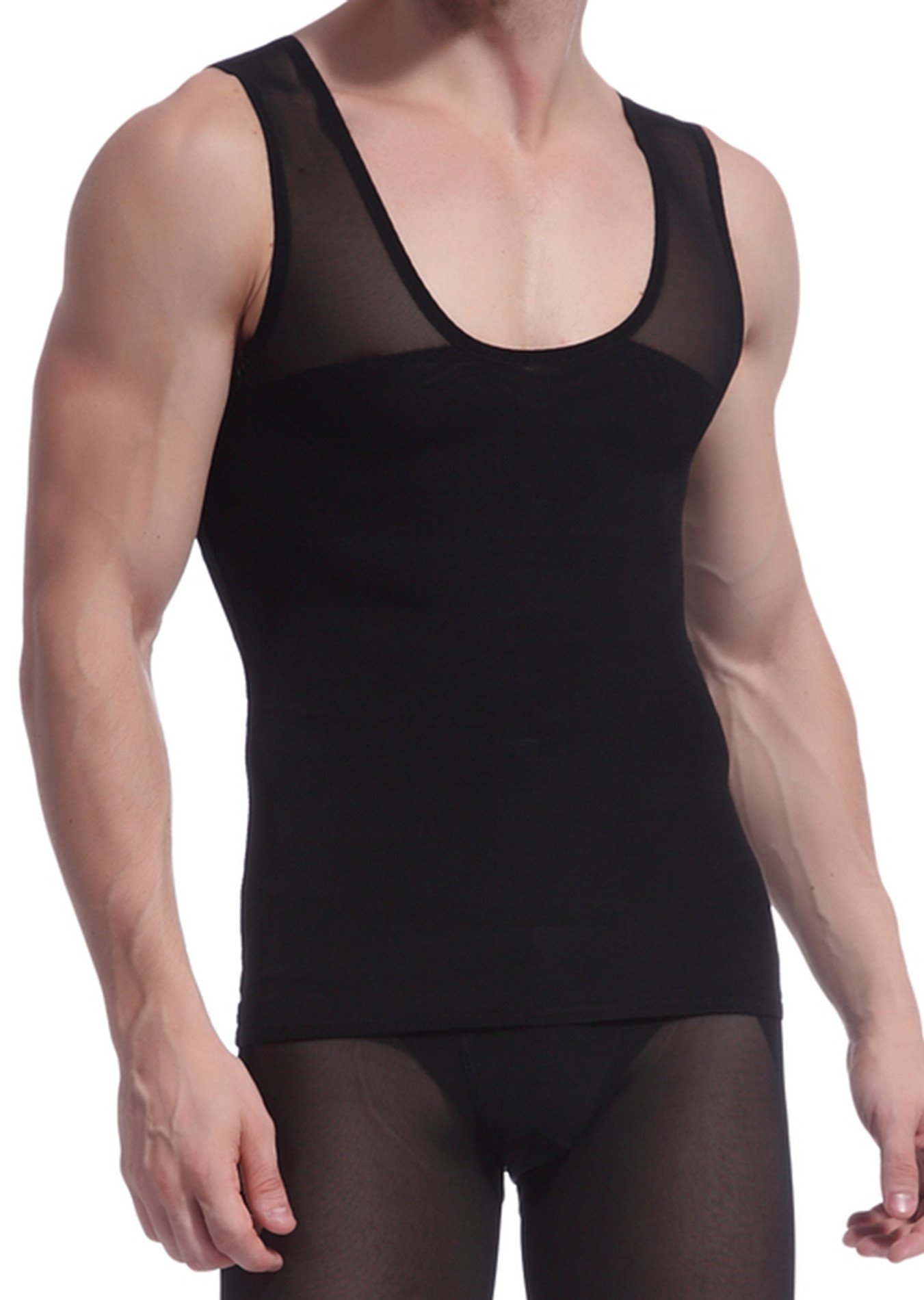 iYunyi Men's Slimming Body Shaper Tank Top - Breathable Compression Shirt for Workout & Gym - Shapewear for Men's Torso & Posture Support
