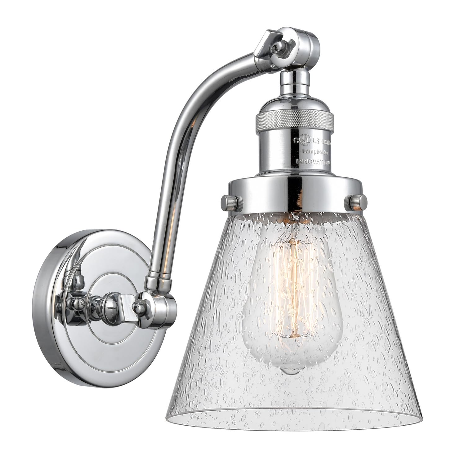 Vintage Dimmable LED Wall Sconce Light Fixture - 1 Light Polished Chrome Finish for Bedroom, Living Room & Hallway Lighting