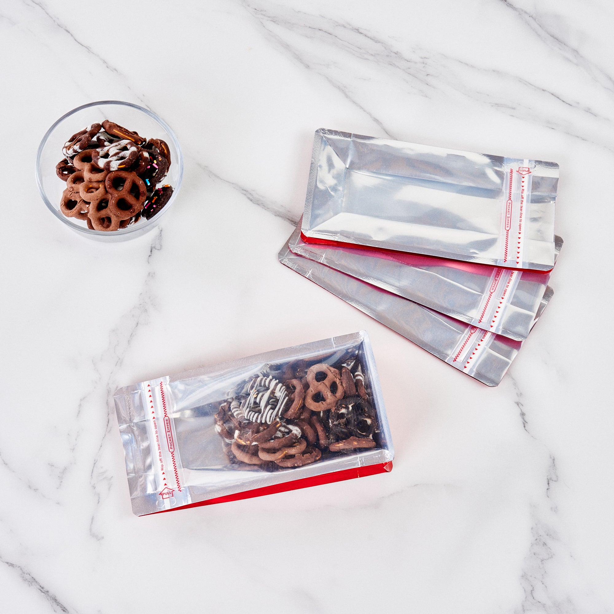 Red Plastic Small Snack Bags with Double Seal & Rip Lock - 8x4x2.5 Inches, Heat Sealable, 100 Count Box - Perfect for Food Storage, Meal Prep, and Travel Snacks