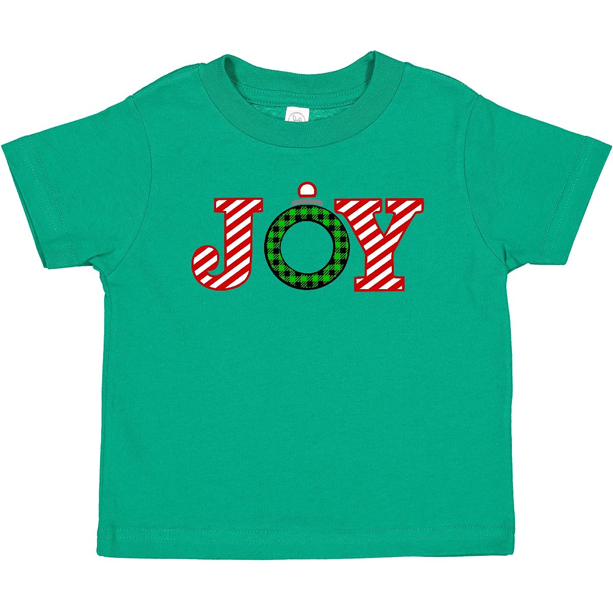 Inktastic Joy Christmas Ornament with Candy Cane Stripes Baby T-Shirt - Festive Holiday Outfit for Infants & Toddlers - Perfect for Christmas Photos, Family Gatherings & Holiday Parties