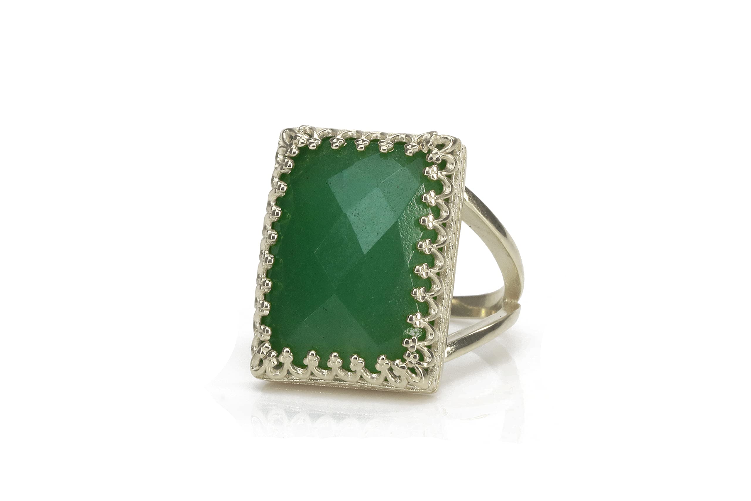 Handcrafted 14K Gold-Filled Aventurine Ring for Women - Royalty-Inspired Rectangular Gemstone Jewelry - Artisan Made with Gift Box - Perfect for Weddings, Anniversaries & Special Occasions