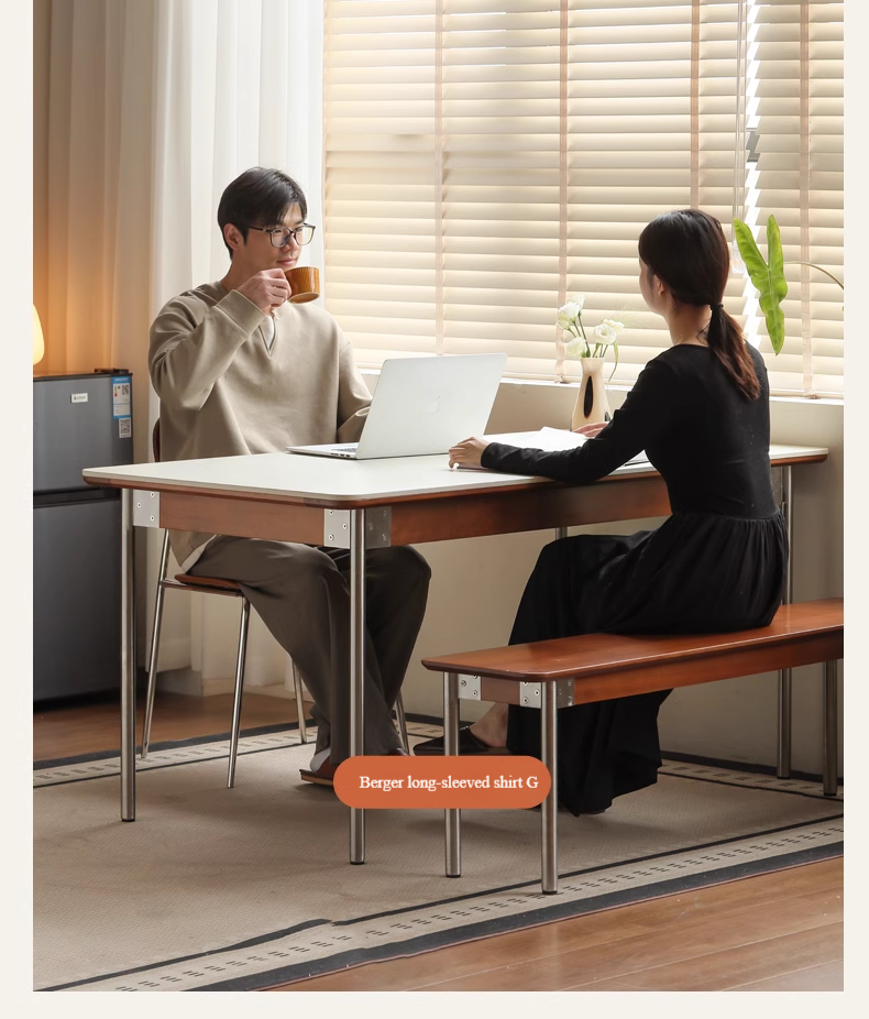 Modern Poplar Solid Wood Bauhaus Dining Table - Minimalist Scandinavian Style for Small Spaces - Perfect for Apartments, Breakfast Nooks & Cozy Dining Areas