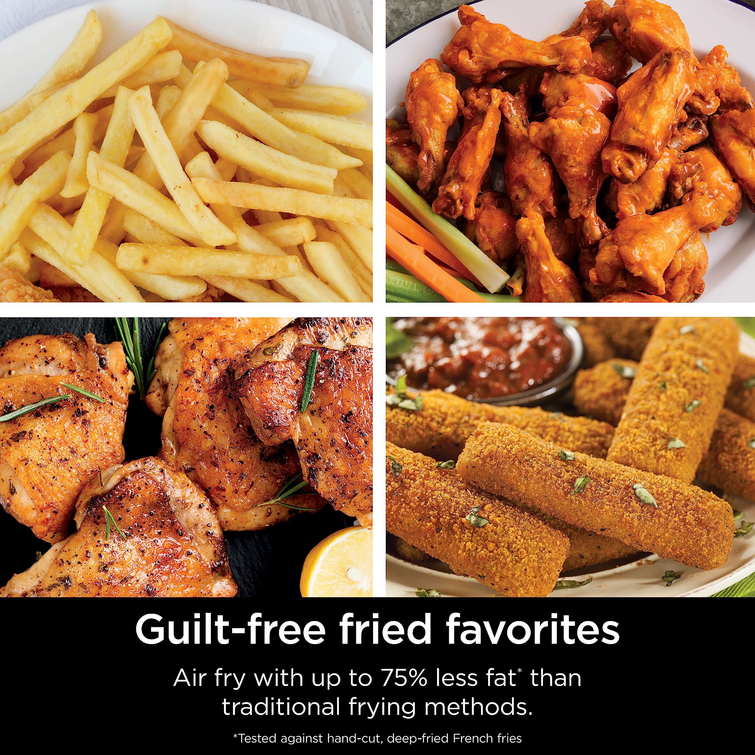 Ninja DZ071 Foodi 6-in-1 DualZone Air Fryer - 7QT Large Capacity, Smart Finish Technology - Air Fry, Bake, Roast - Perfect for Family Dinners, Meal Prep & Healthy Cooking (Renewed, Black)