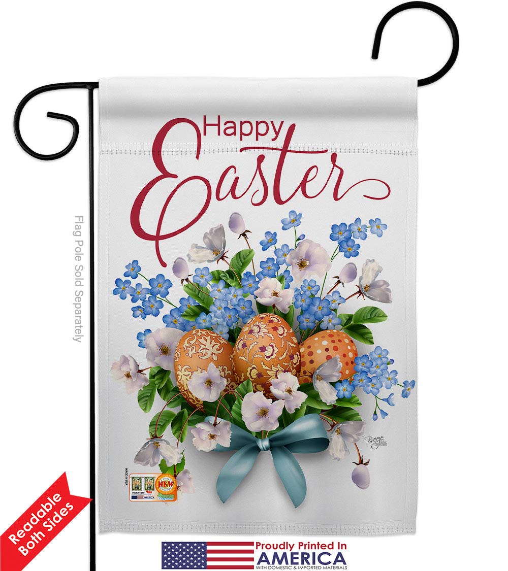 Spring Bunny Egg Garden Flag Set - Double-Sided Easter Decor for Yard