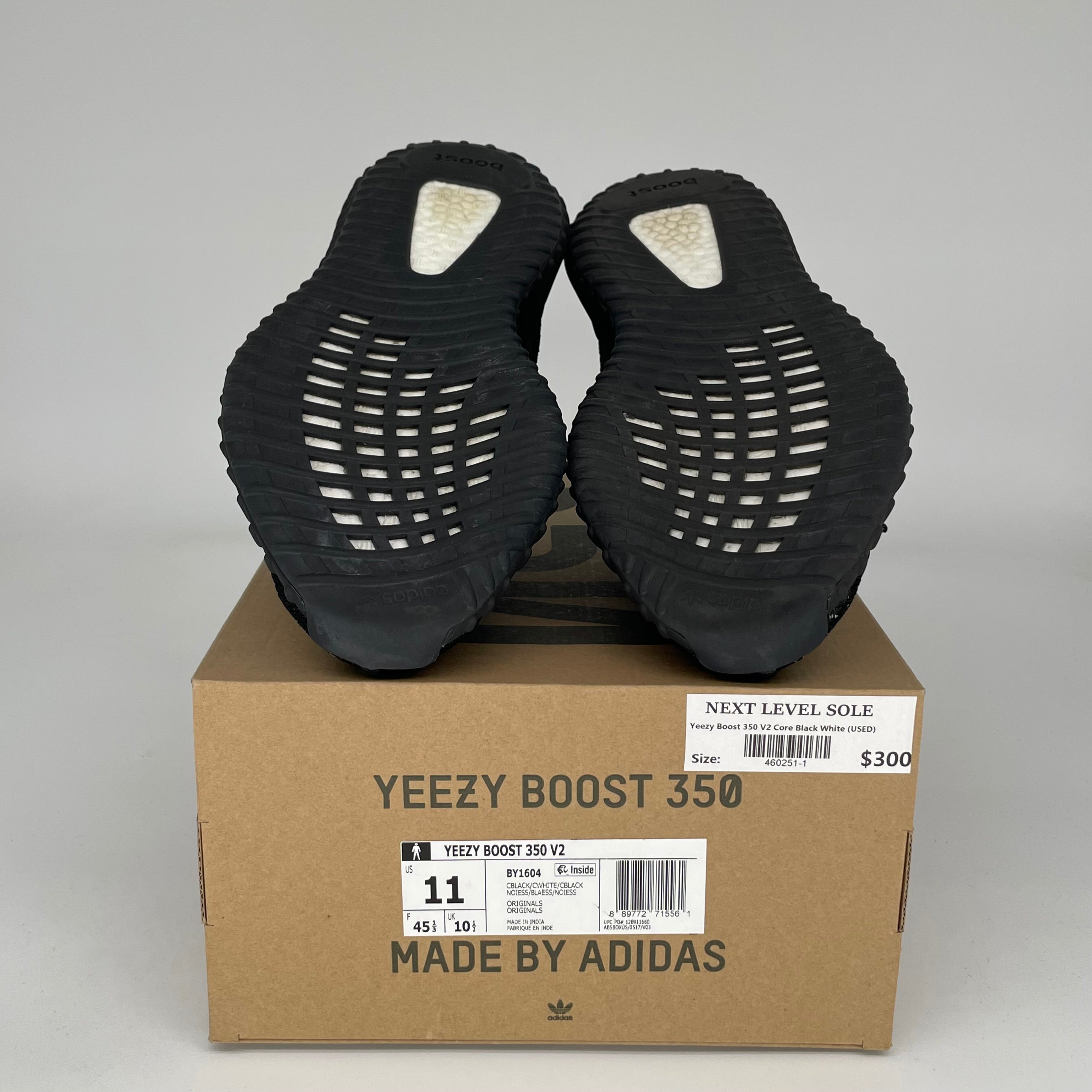 Adidas Yeezy Boost 350 V2 Core Black/White Men's Running Shoes Size 11 - BY1604 | Comfortable Sneakers for Casual Wear, Gym & Street Fashion