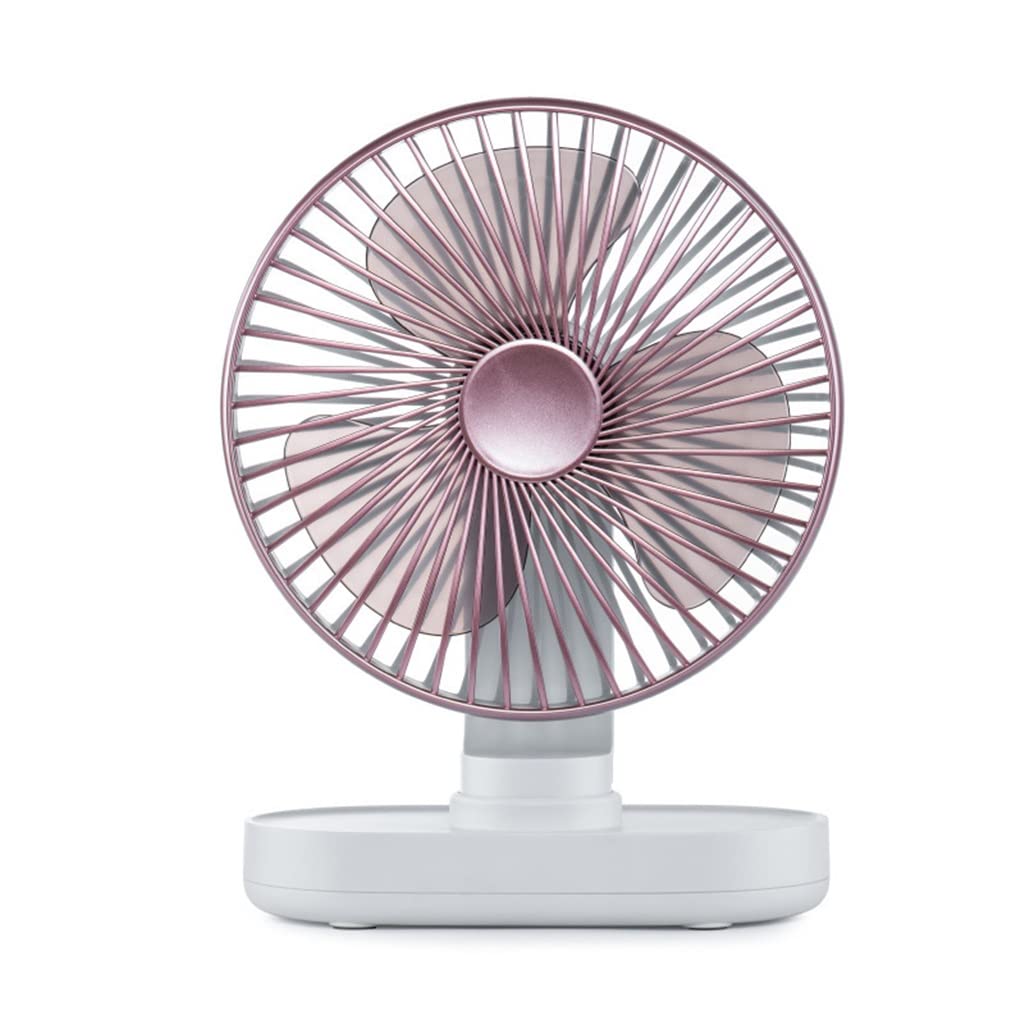 USB Rechargeable 4000mAh Portable Desk Fan - 4 Speed Auto Rotation Quiet Cooling Fan for Office, Home & Travel | Pink Mini Air Conditioner (17x24x9.2cm) - Perfect for Workstation, Bedroom & Outdoor Use