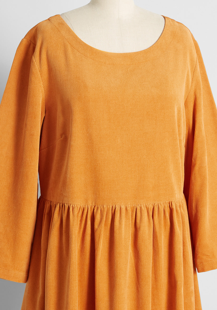 Corduroy Babydoll Dress for Women - Soft & Comfortable Daytime Outfit for Casual Wear, Dates, and Fall Fashion