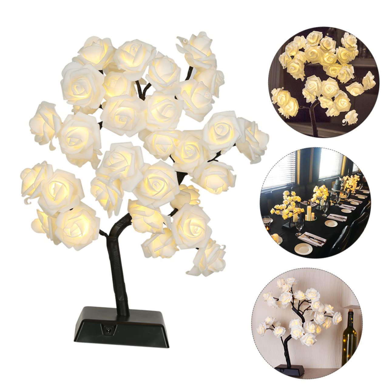 ARTIBETTER Rose Table Lamp - 1PC LED Night Light, Artificial Rose Tree Shape Desk Light for Bedroom, Living Room, Home Decor | Romantic Ambiance, Gift Idea for Her