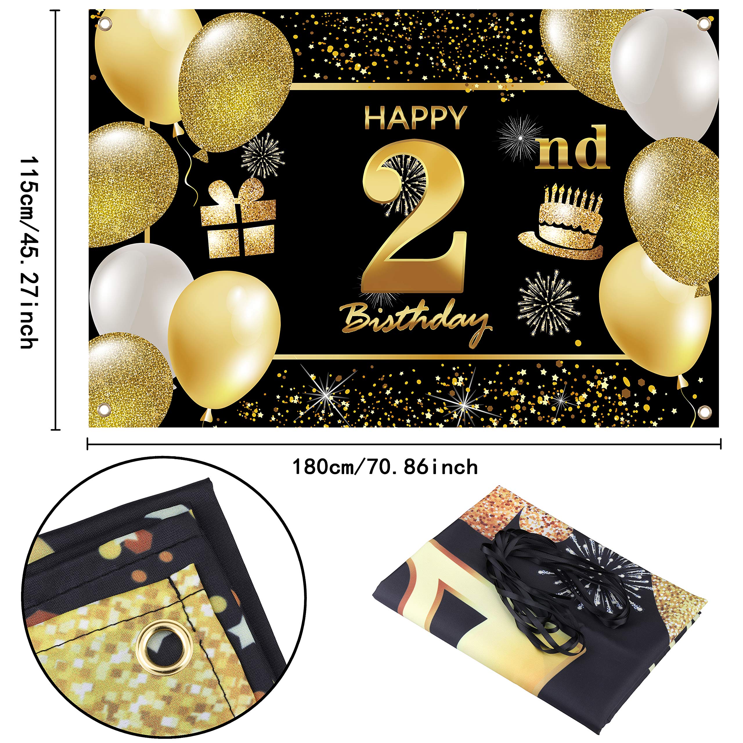 2nd Happy Birthday Banner - Birthday Decorations for Men, Party Decor, Backdrop - Perfect for Birthday Parties, Photo Booths & Celebrations