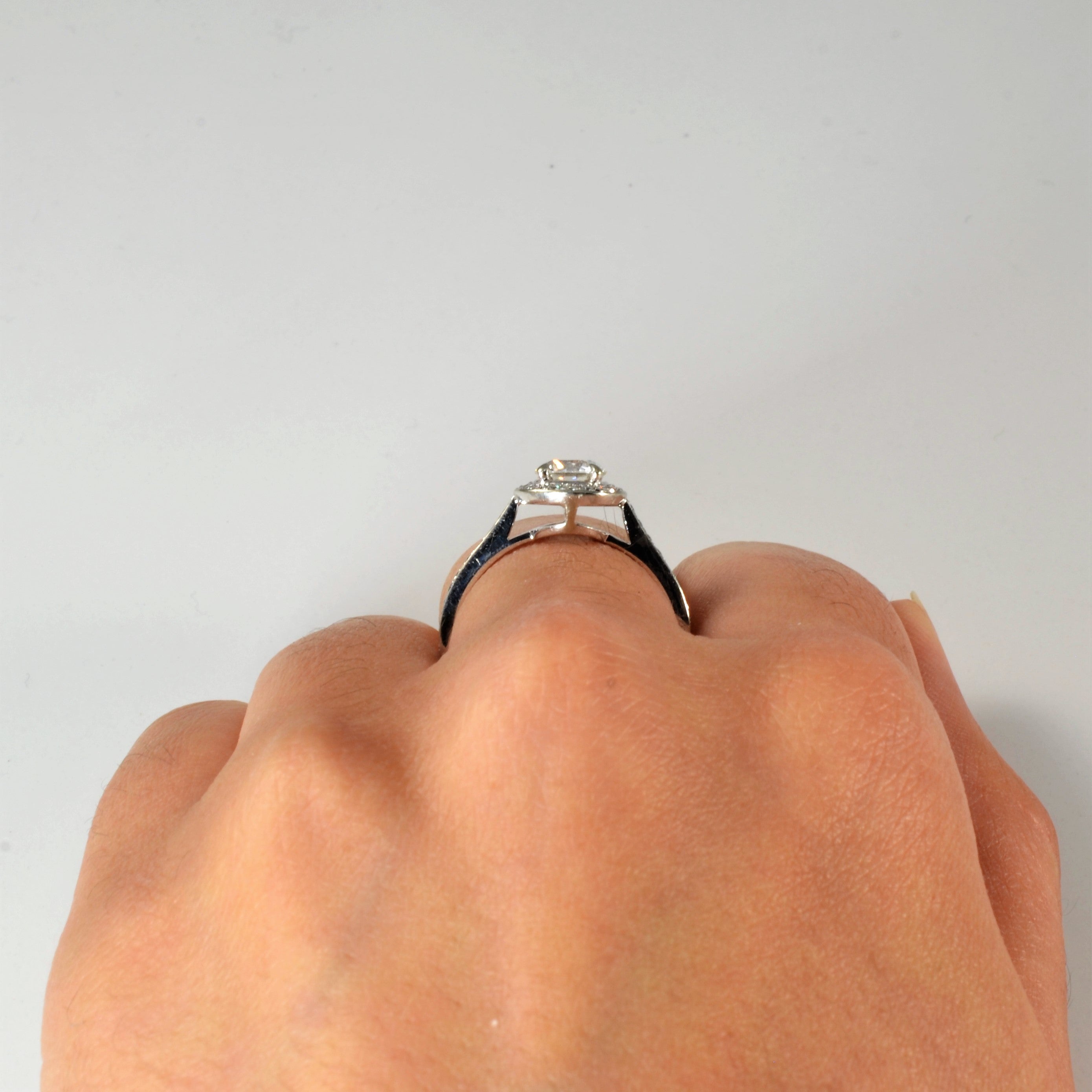 0.96ctw Low Profile Halo Diamond Engagement Ring - Size 6.75 | Elegant Wedding Band, Proposal Jewelry Gift for Her | Perfect for Anniversaries & Special Occasions