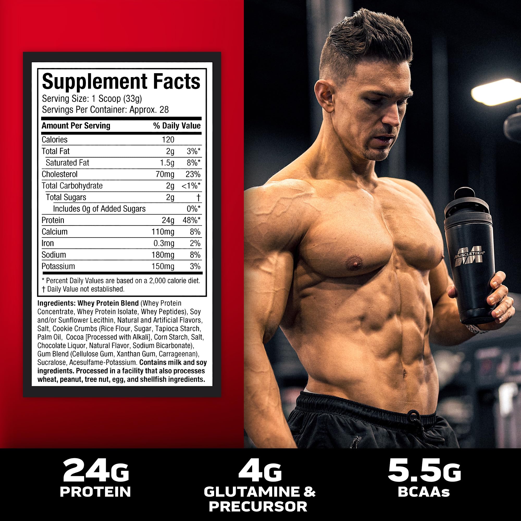 Nitro-Tech Whey Gold Protein Powder - Premium Whey Isolate Smoothie Mix for Men & Women, Cookies & Cream Flavor, 2lb (28 Servings) | Muscle Building, Post-Workout Recovery & Healthy Lifestyle Supplement