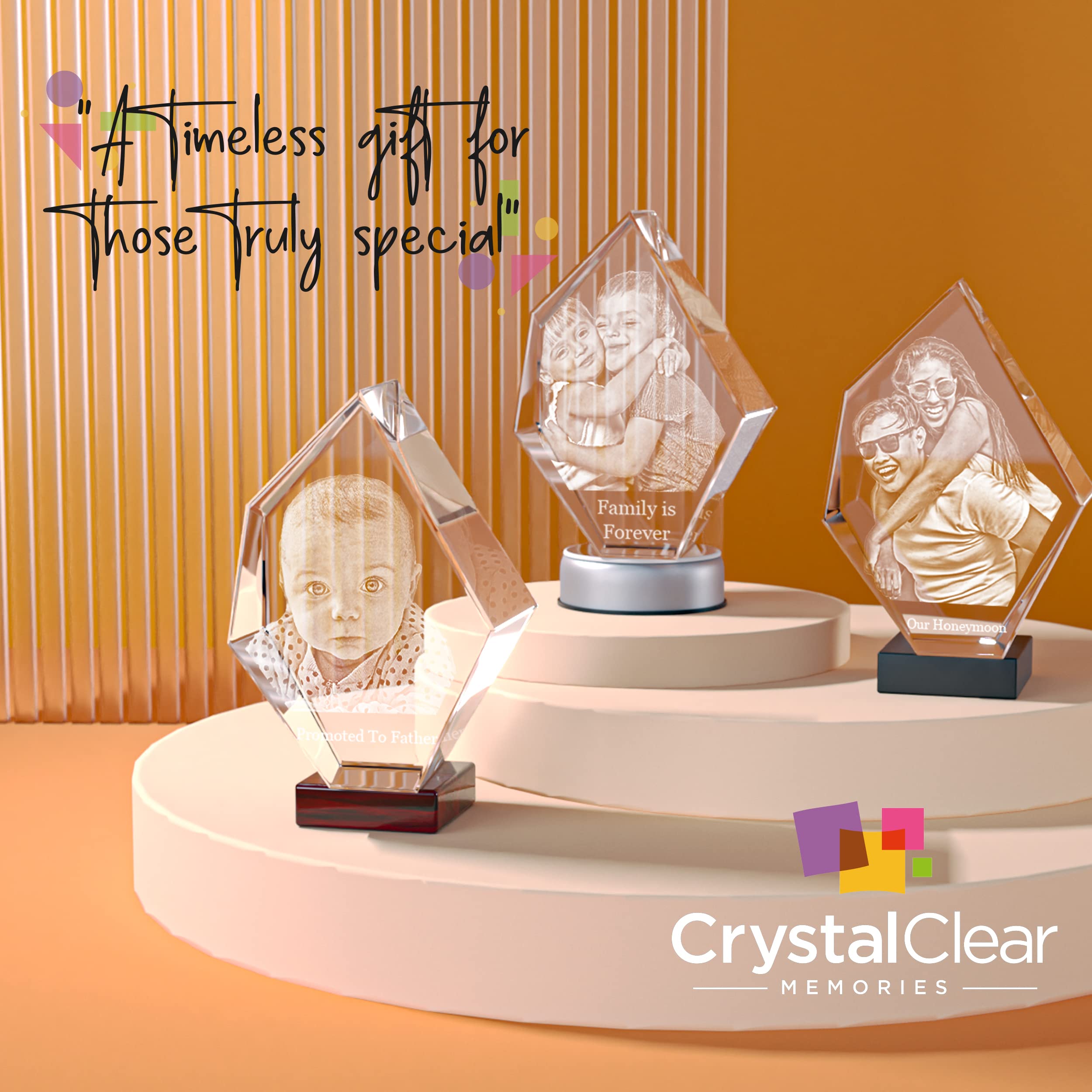 3D Personalized Crystal Photo Gift - Custom Laser Engraved Inside Iceberg Crystal for Mom, Dad, Men & Women | Unique Christmas Present with Your Own Picture | Perfect for Anniversaries, Weddings, Memorials & Special Occasions