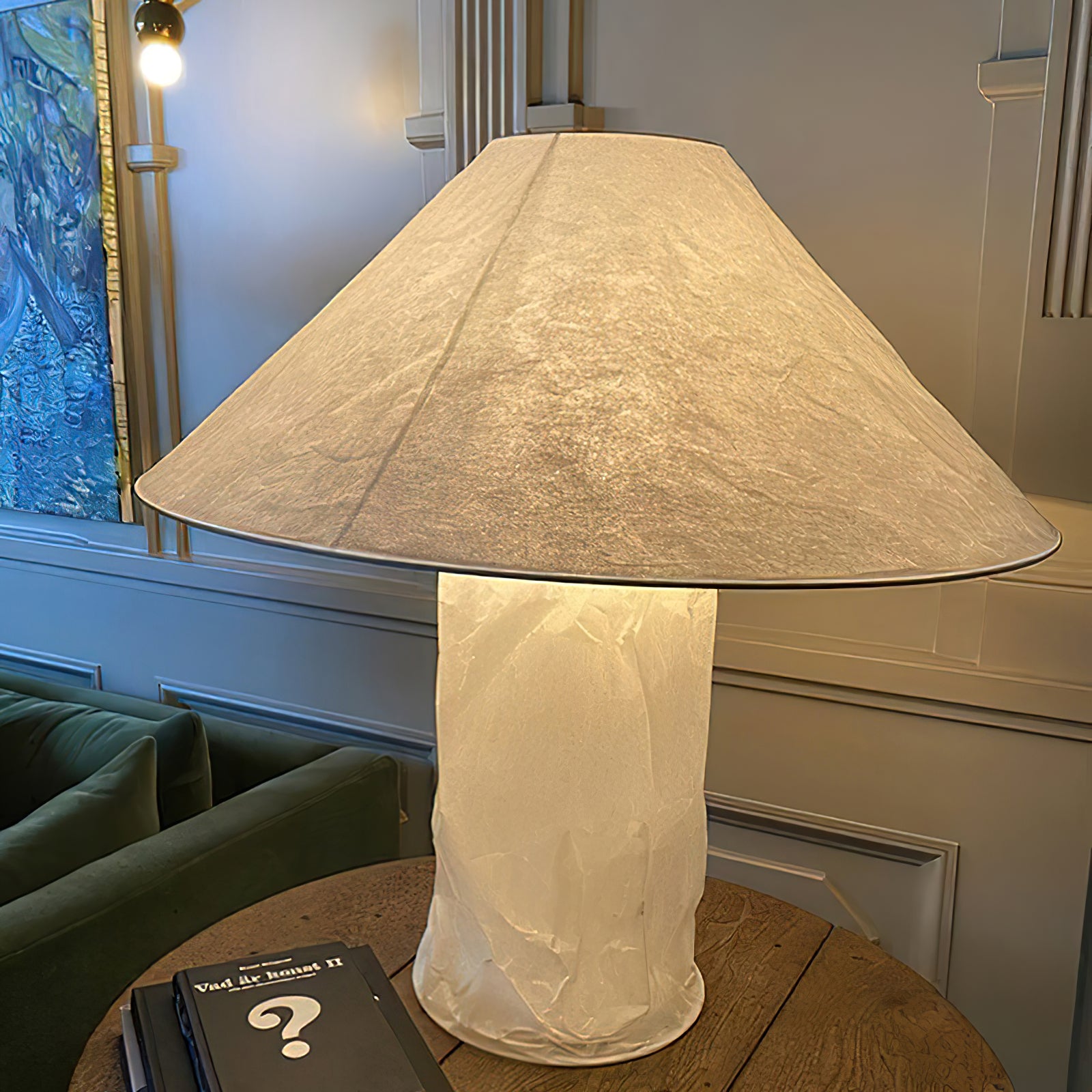 Crinkle Paper Table Lamp - Modern Decorative Lighting for Bedroom, Living Room & Office - Eco-Friendly Handmade Design for Cozy Ambiance