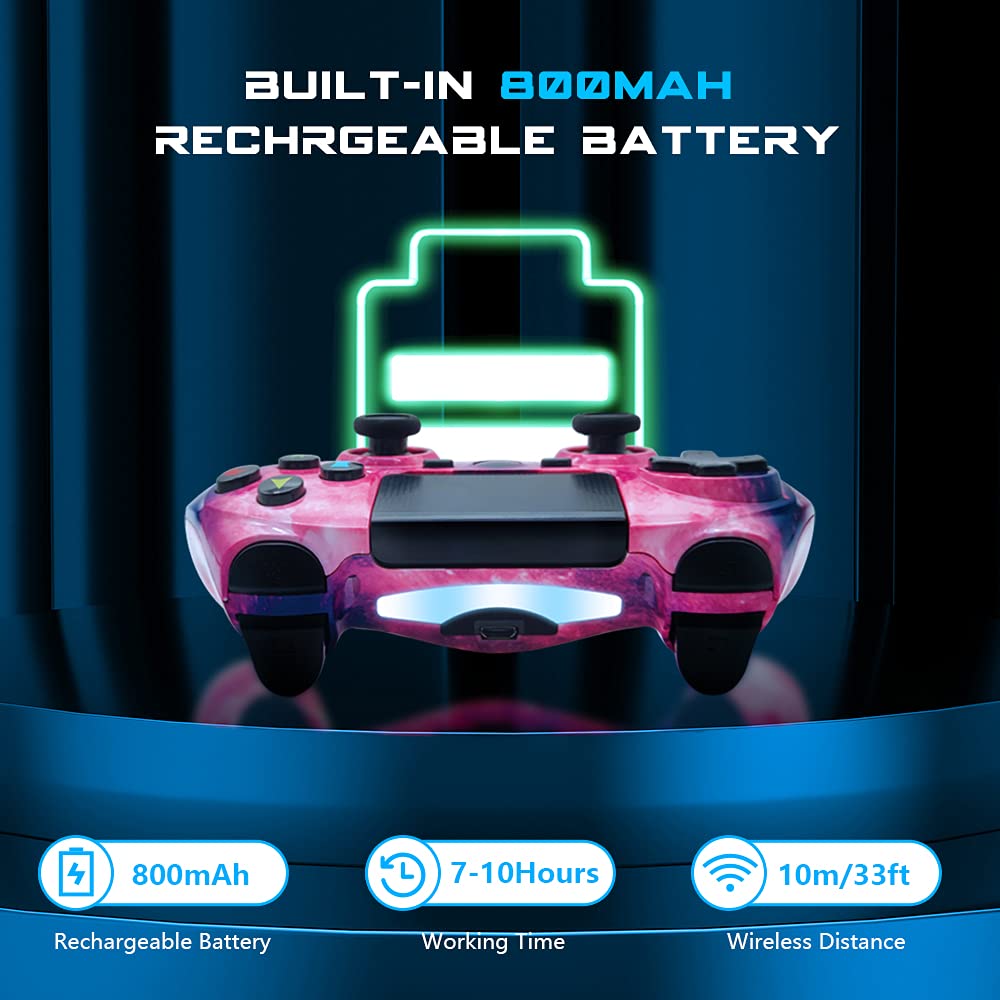 Wireless Controller for PS4, PlayStation 4 Gamepad with Dual Shock, 6-Axis Motion Sensor, Touch Pad, Built-in Speaker & Stereo Headphone Jack - Compatible with PS4/Pro/Slim - Perfect for Gaming, Streaming & Multiplayer Sessions