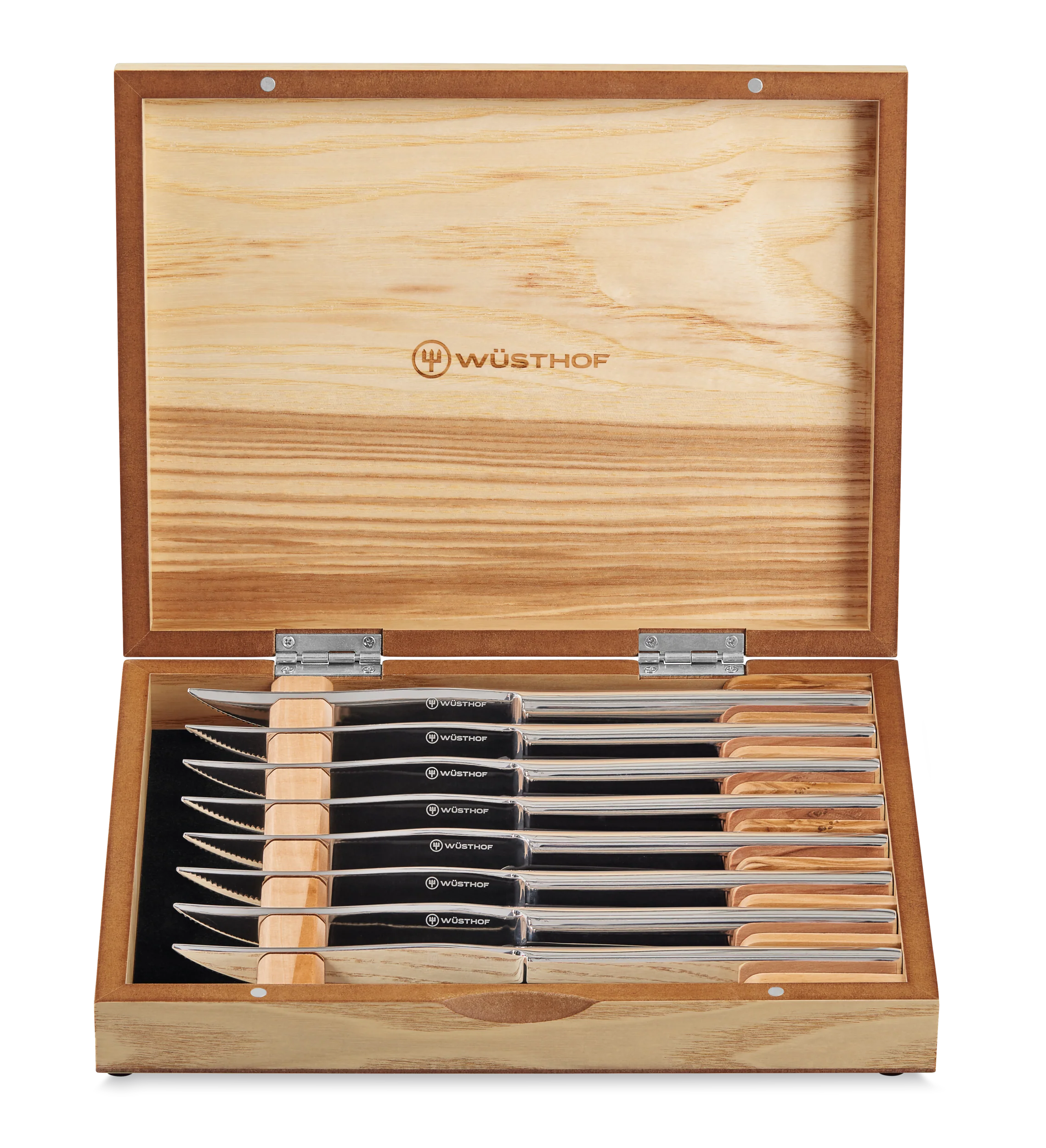 WÜSTHOF 8-Piece Steak Knife Set with Olivewood Storage Box - Premium German Stainless Steel Cutlery for Steak Lovers - Perfect for Dinner Parties, BBQ, and Fine Dining