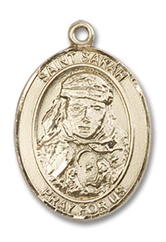 14kt Gold Filled St Sarah Medal - Extel Medium Oval Religious Pendant for Necklace - Perfect for Baptism, First Communion & Spiritual Protection Gifts