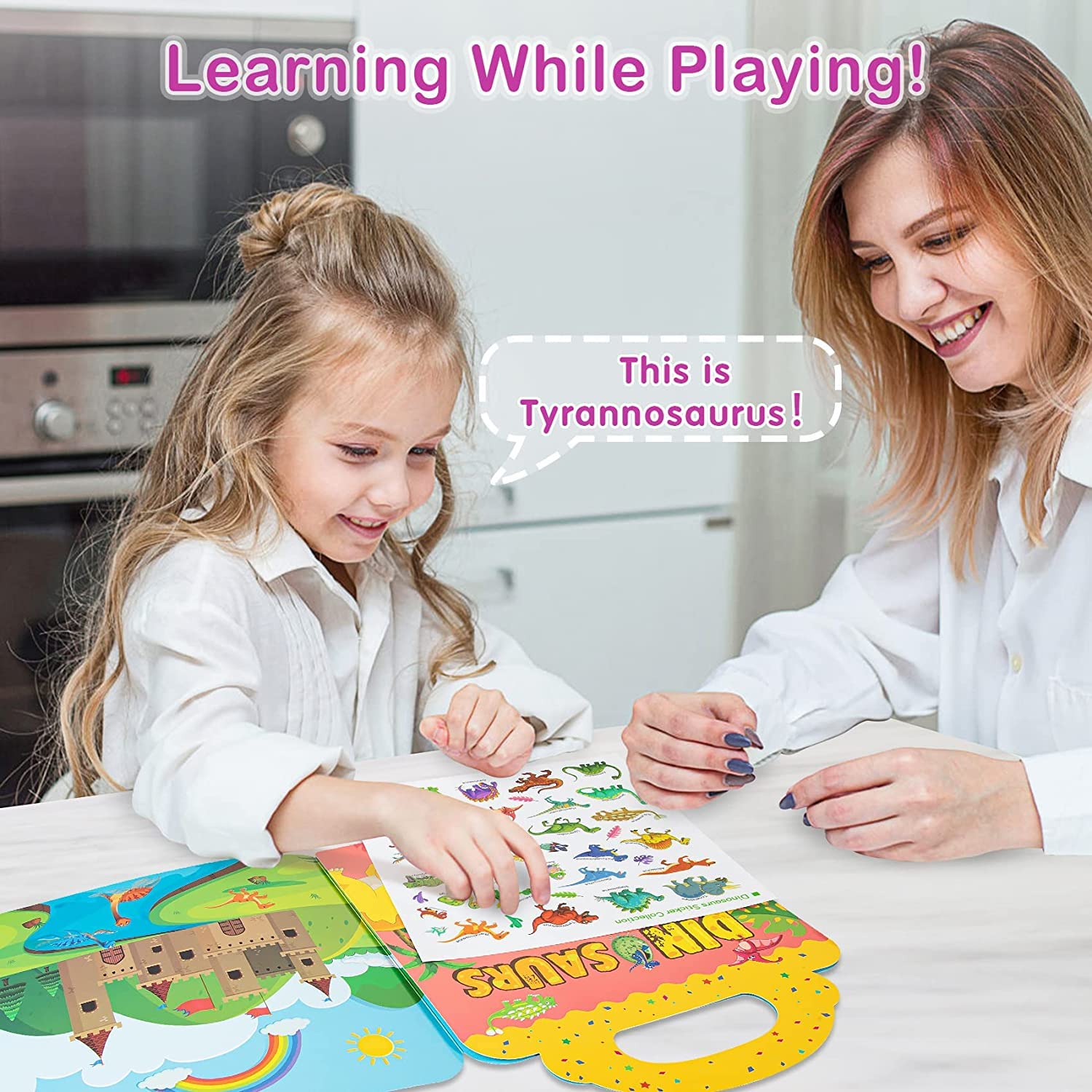 Reusable Sticker Books for Kids - Educational Travel Learning Toys for Toddlers 3-5 Years Old | Dinosaur, Space & Ocean Animal Themes | Perfect for Road Trips, Airplane Activities & Preschool Learning