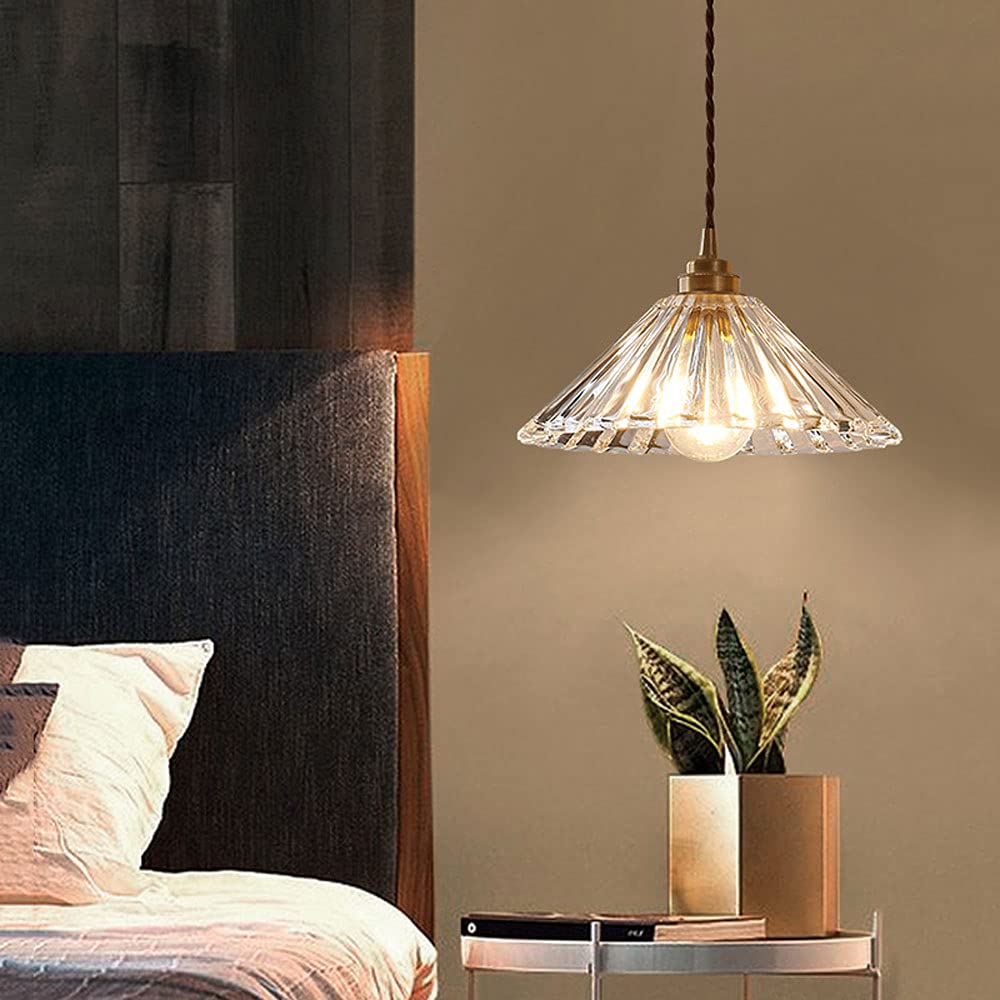 Vintage Glass Pendant Light - Adjustable Hanging Ceiling Fixture with E27 Base for Restaurant, Entrance, Balcony & Bay Window - Retro Industrial Lighting for Home & Commercial Spaces