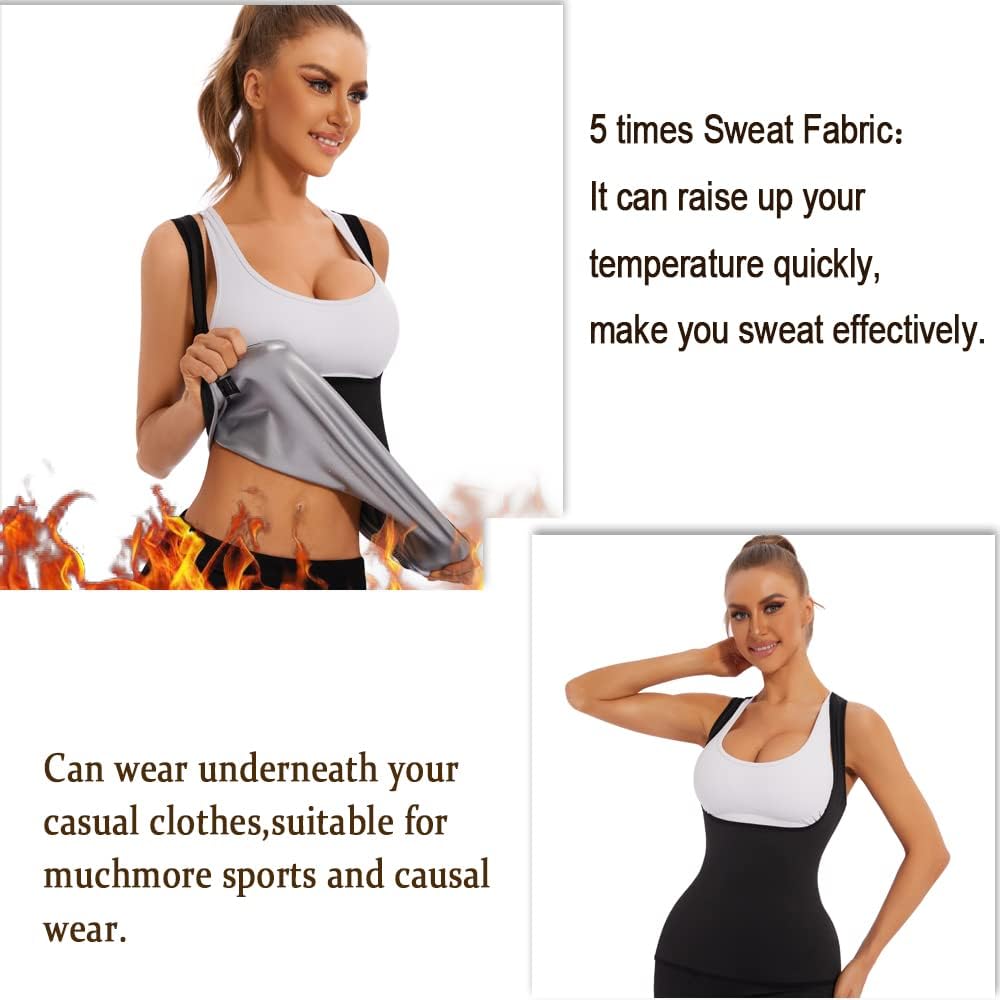 Women's Sweat Vest for Sauna & Workout - Waist Trainer T-Shirt for Weight Loss & Body Shaping - Slimming Gym Wear for Exercise & Fitness Training