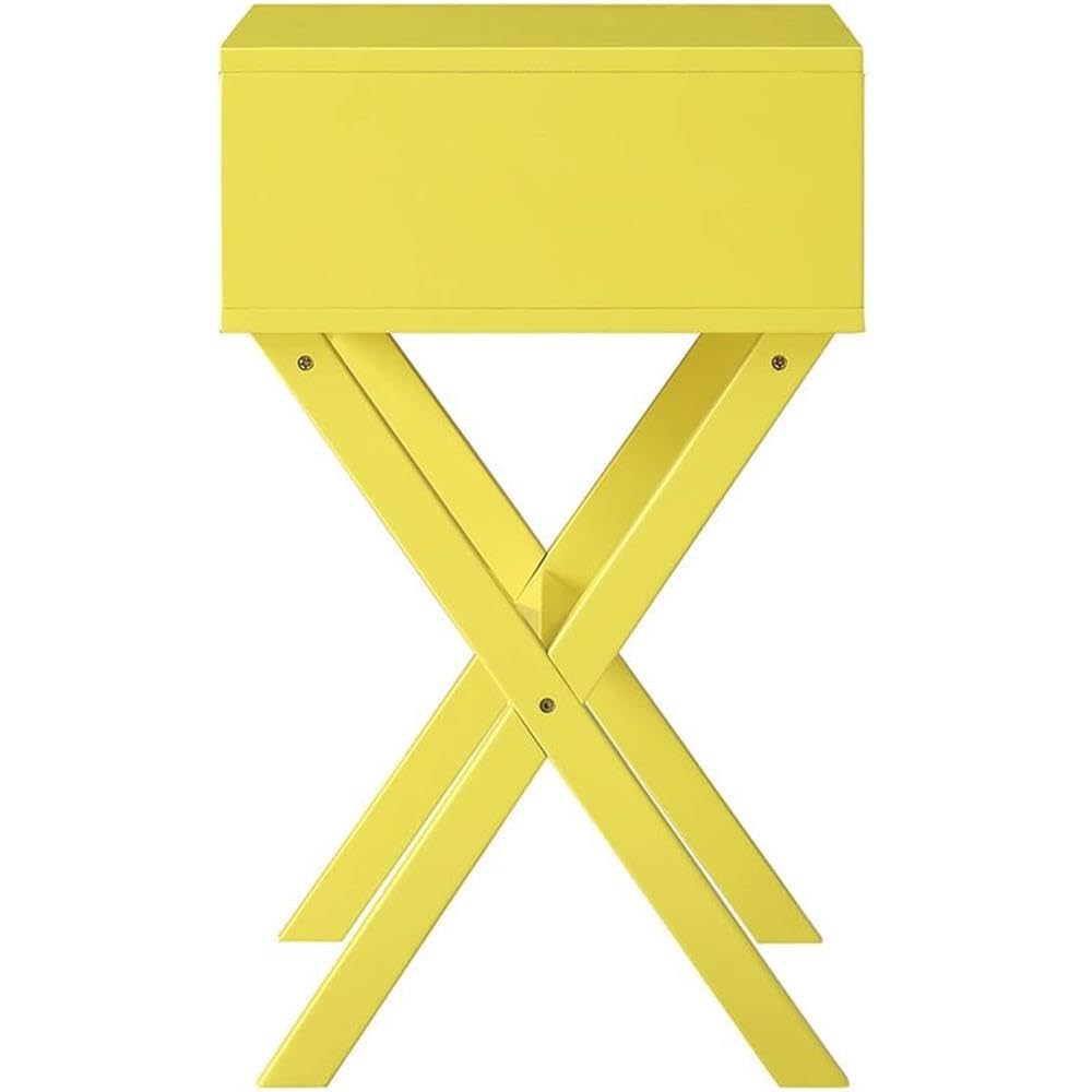 Yellow Wood 1-Drawer End Table Set of 2 - Modern Nightstand for Bedroom, Living Room & Office - Home Square Furniture Side Table with Storage
