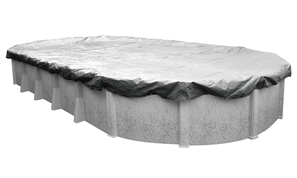 Robelle 551224-4-ROB Winter Pool Cover for Oval Above Ground Swimming Pools, 12 x 24-ft. Pool, 03 - Dura-Guard Silver - Heavy Duty Protection for Cold Weather & Snow