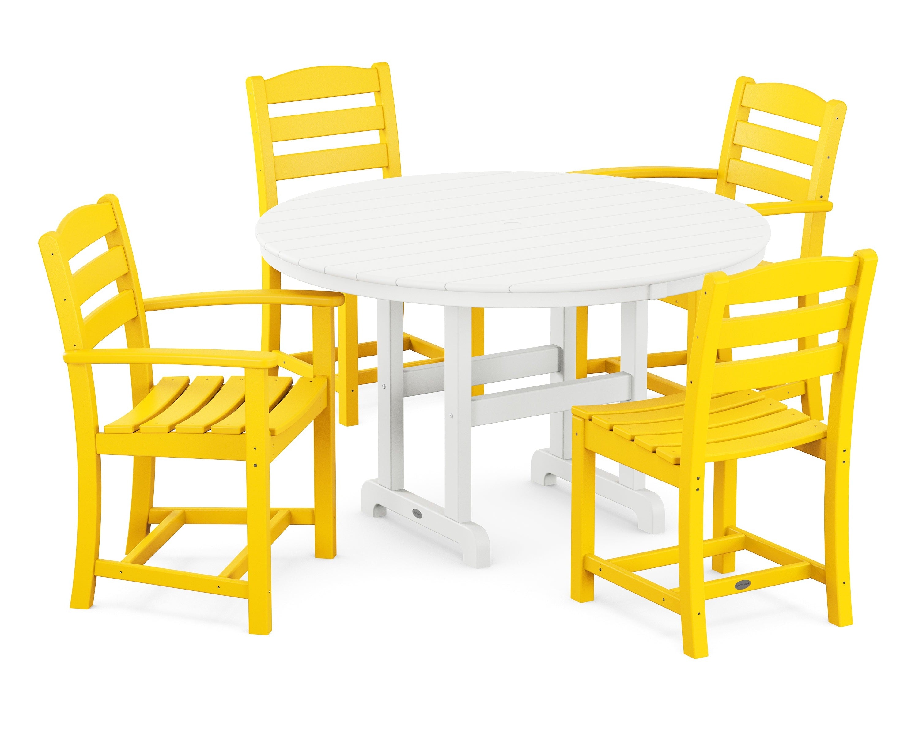 POLYWOOD La Casa Café 5-Piece Outdoor Dining Set - Patio Furniture for Backyard, Garden & Poolside - Weather-Resistant Wicker & Aluminum Frame