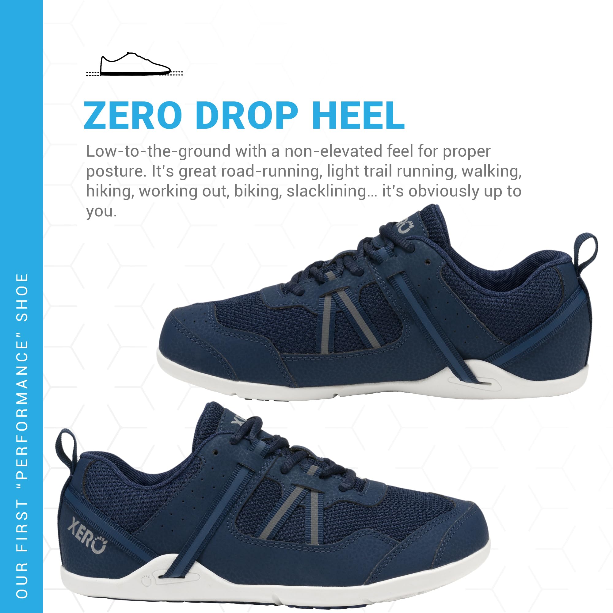 Xero Shoes Women's Barefoot Running Shoes - Prio Original Lightweight Cross Trainers with Zero Drop Sole | Minimalist Workout & Gym Shoes for Women | Comfortable for Walking, Jogging & Trail Running | Insignia Blue, Size 5