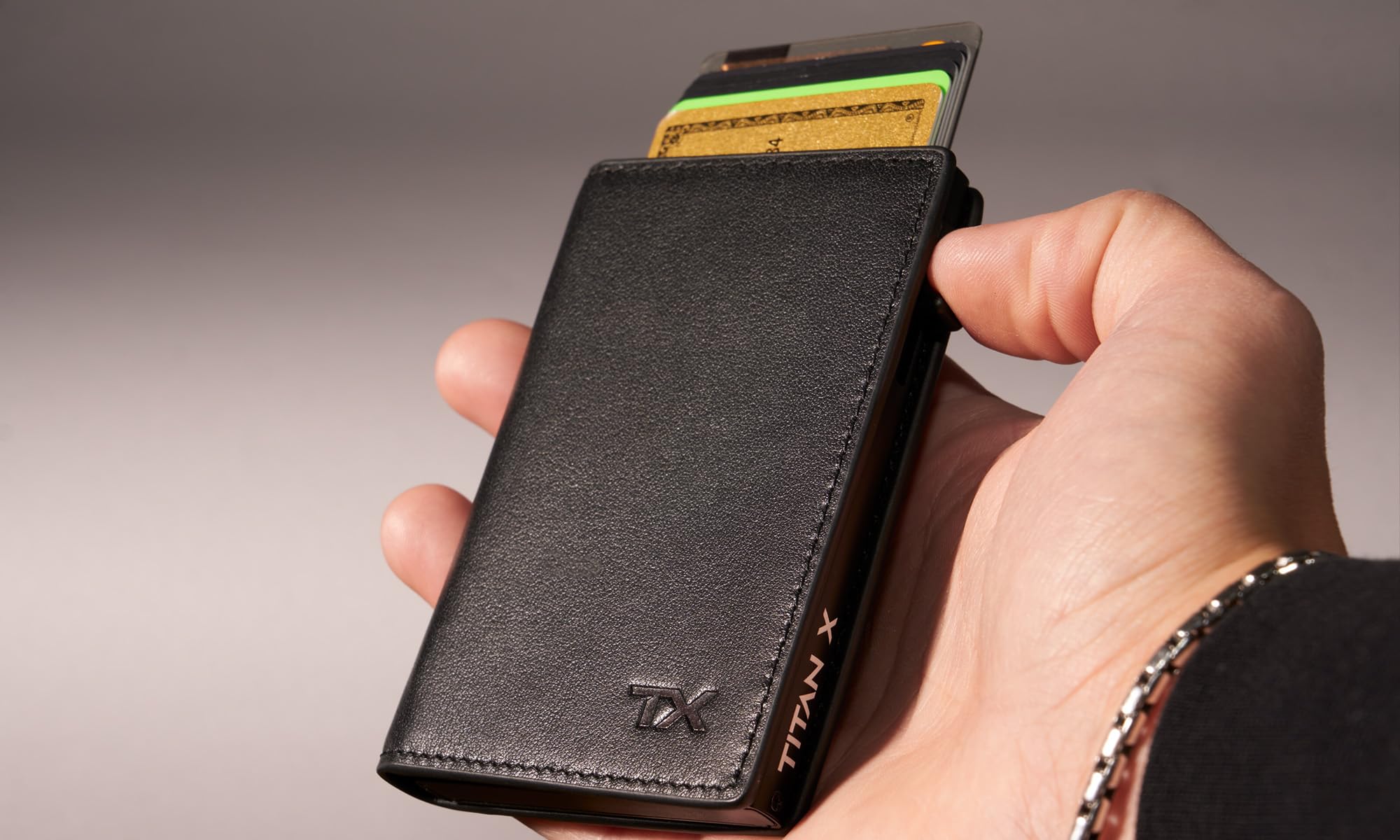 TITAN X Trifold Wallet for Men - Slim RFID Blocking Leather & Metal Minimalist Wallet with Carbon Fiber Design - Perfect for Front Pocket, Travel & Everyday Use - Includes Gift Box