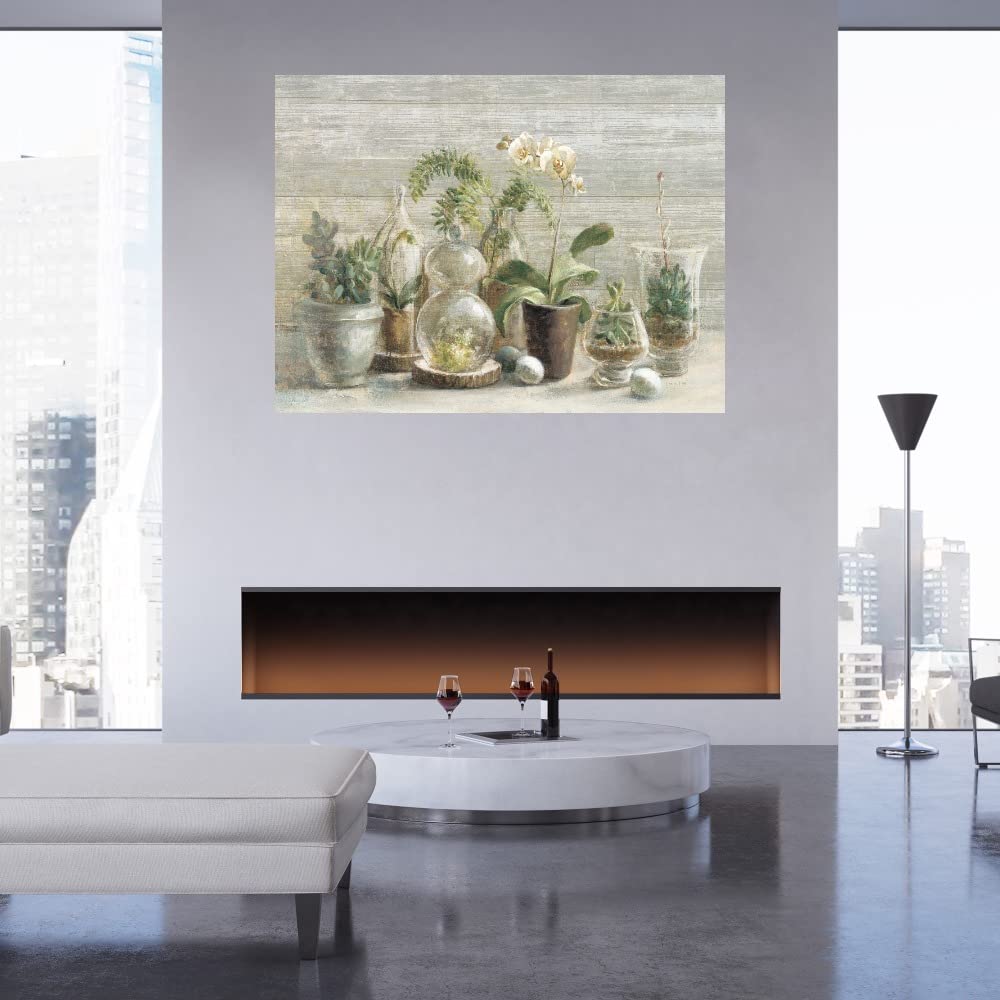 Hand-Painted Orchid Canvas Wall Art - Premium Wood Framed Greenhouse Floral Painting by Danhui Nai - 43x32 Inch Ready-to-Hang Home Decor for Living Room, Bedroom, Office - Perfect for Modern, Farmhouse & Boho Interior Design Styles