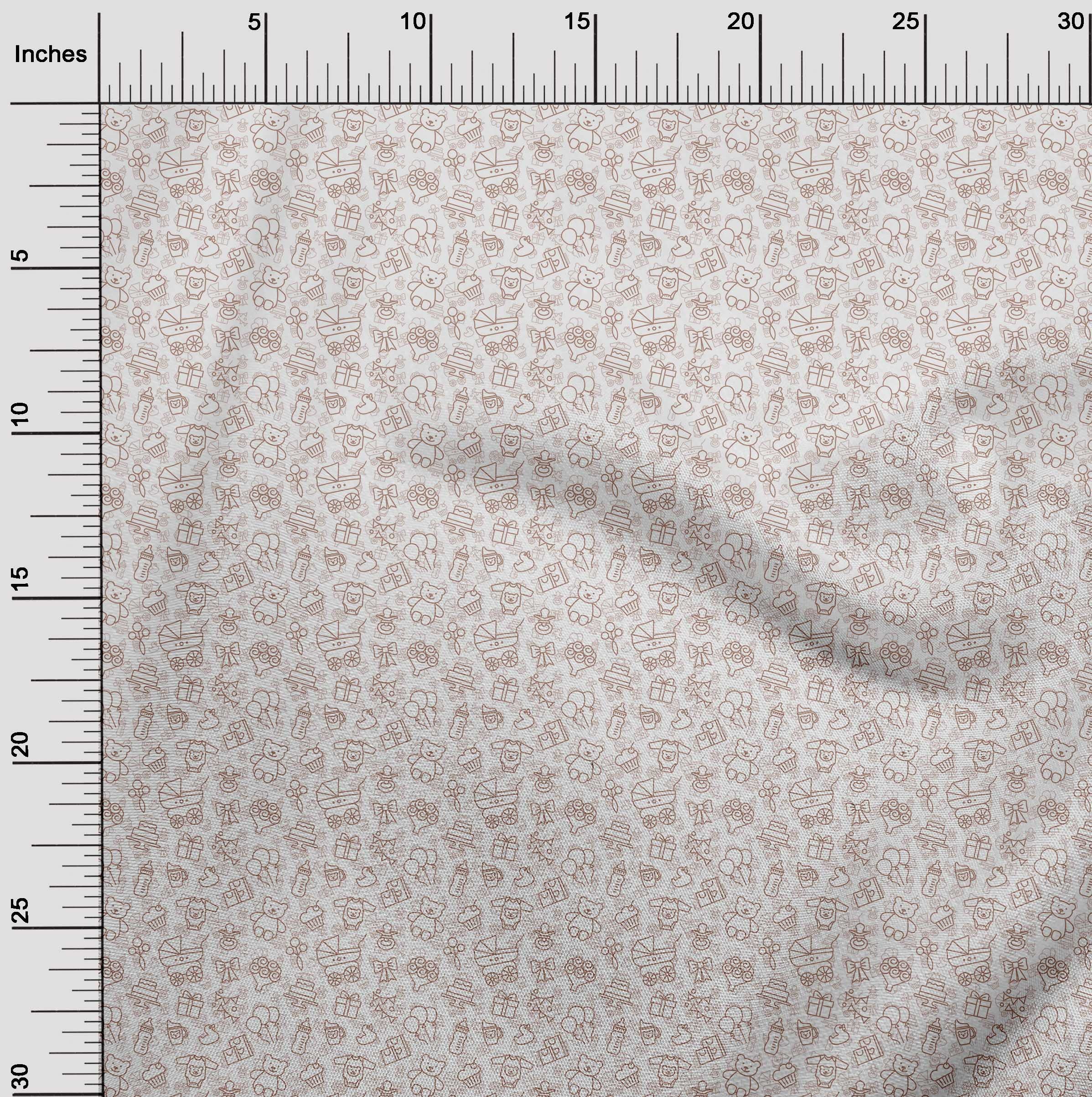 Premium Cotton Poplin Fabric - Light Brown Kids Animal Print Quilting & Sewing Material (42