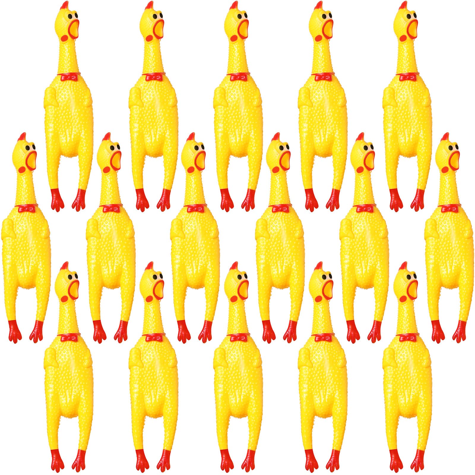 16 Pack Large Rubber Squeaky Chicken Toys - 12 Inch Yellow Pet Chew Toys for Dogs, Novelty Gag Gifts & Prank Supplies - Perfect for Dog Training, Party Favors and Practical Jokes