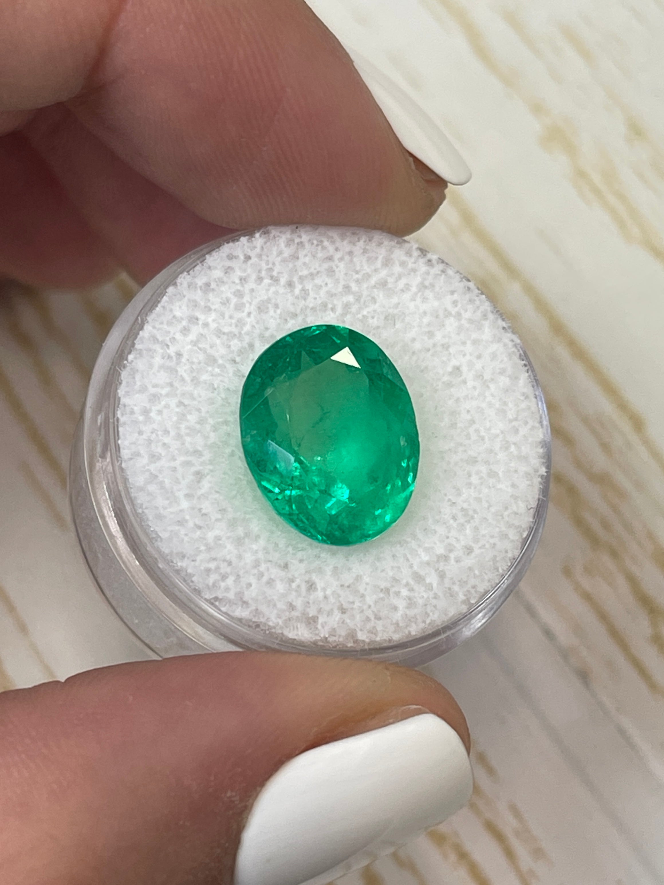 6.89 Carat Muzo Yellowish Green Natural Loose Colombian Emerald - Oval Cut 13.6x11mm for Jewelry Making, Engagement Rings & Luxury Gifts