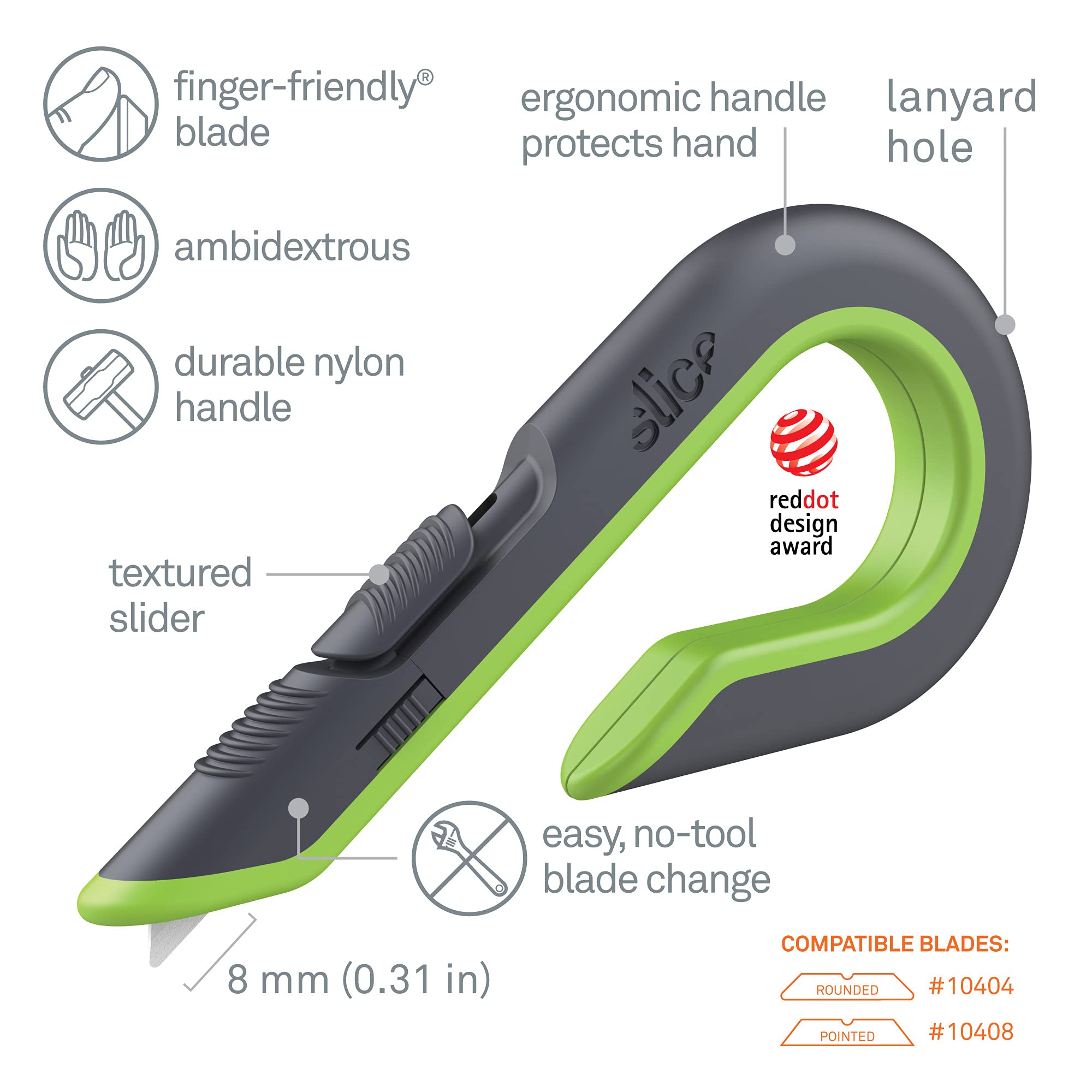 Slice Auto-Retractable Box Cutter - Heavy Duty Utility Knife with Safe Ceramic Blade (6 Pack) | 11x Longer Lasting than Metal | Perfect for Warehouse, Shipping, and Packaging Work