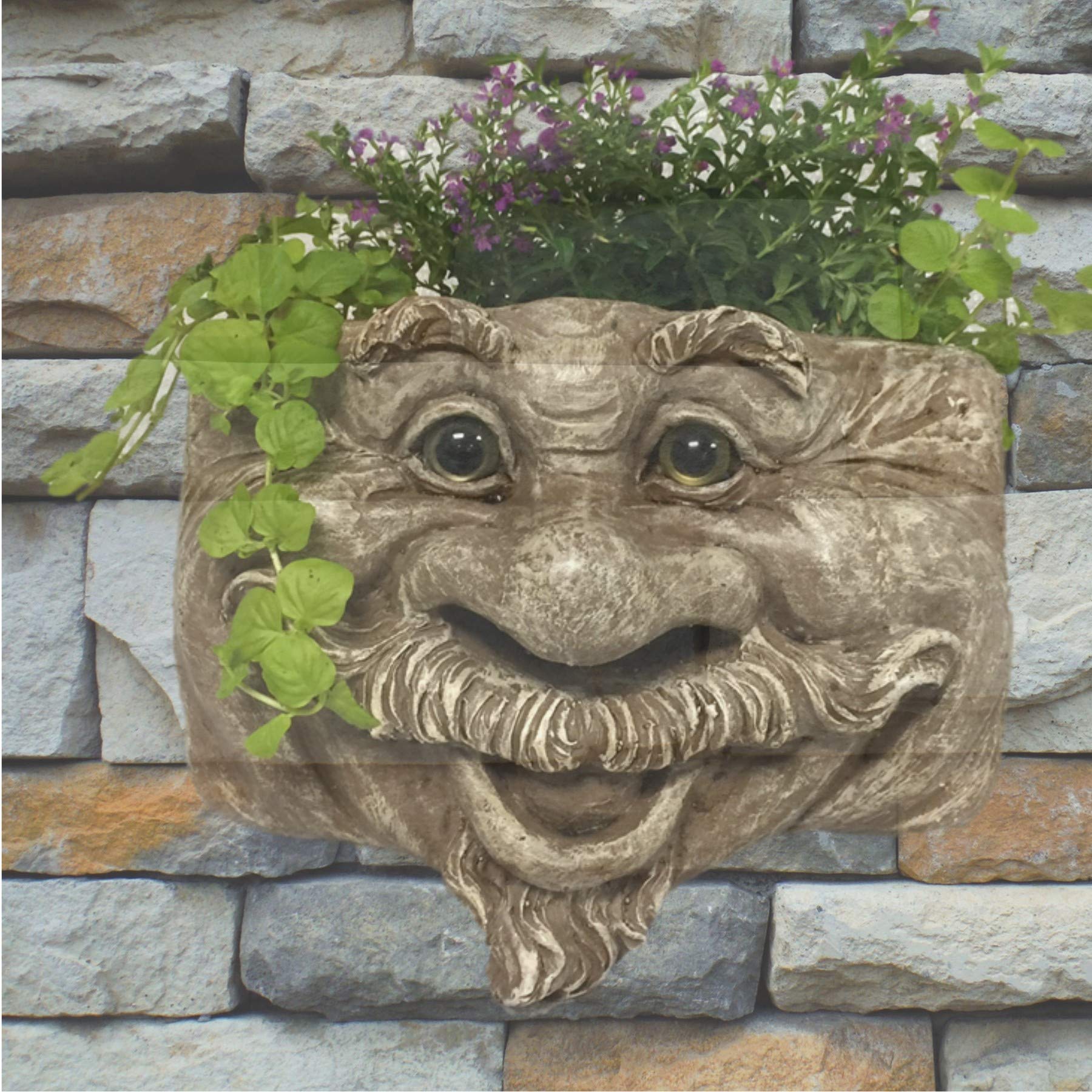 Uncle Nate and Aunt Minnie Stone Wash Face Statue Planter - Outdoor Garden Decor for Patio, Lawn & Tree Planting | Perfect for Home, Yard & Garden Decoration