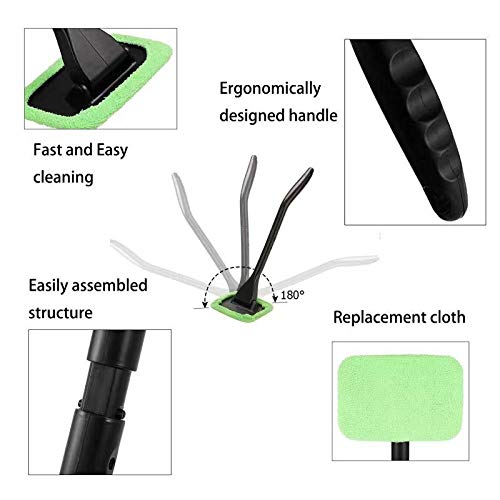 XINXIYAN 19-Inch Car Windshield Cleaner Tool - Interior Window Cleaning Kit for Cars, Trucks & SUVs (Green Rectangle) - Perfect for Streak-Free Cleaning at Home, Car Wash or Road Trips