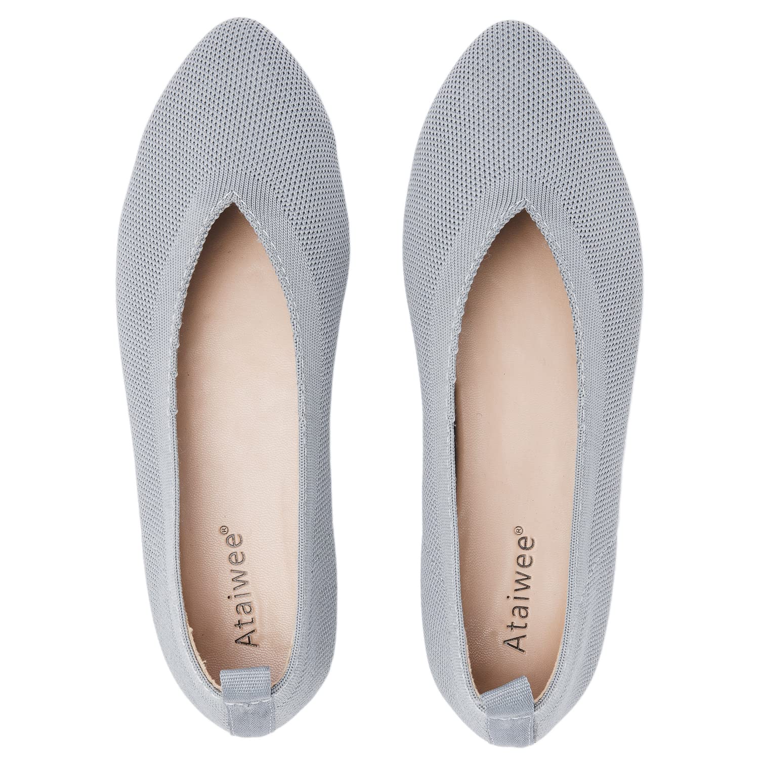 Ataiwee Women's Flat Shoes - Breathable Knit Ballet Flats for Women | Comfortable Slip-On Dress Shoes | Perfect for Office, Walking & Casual Outfits