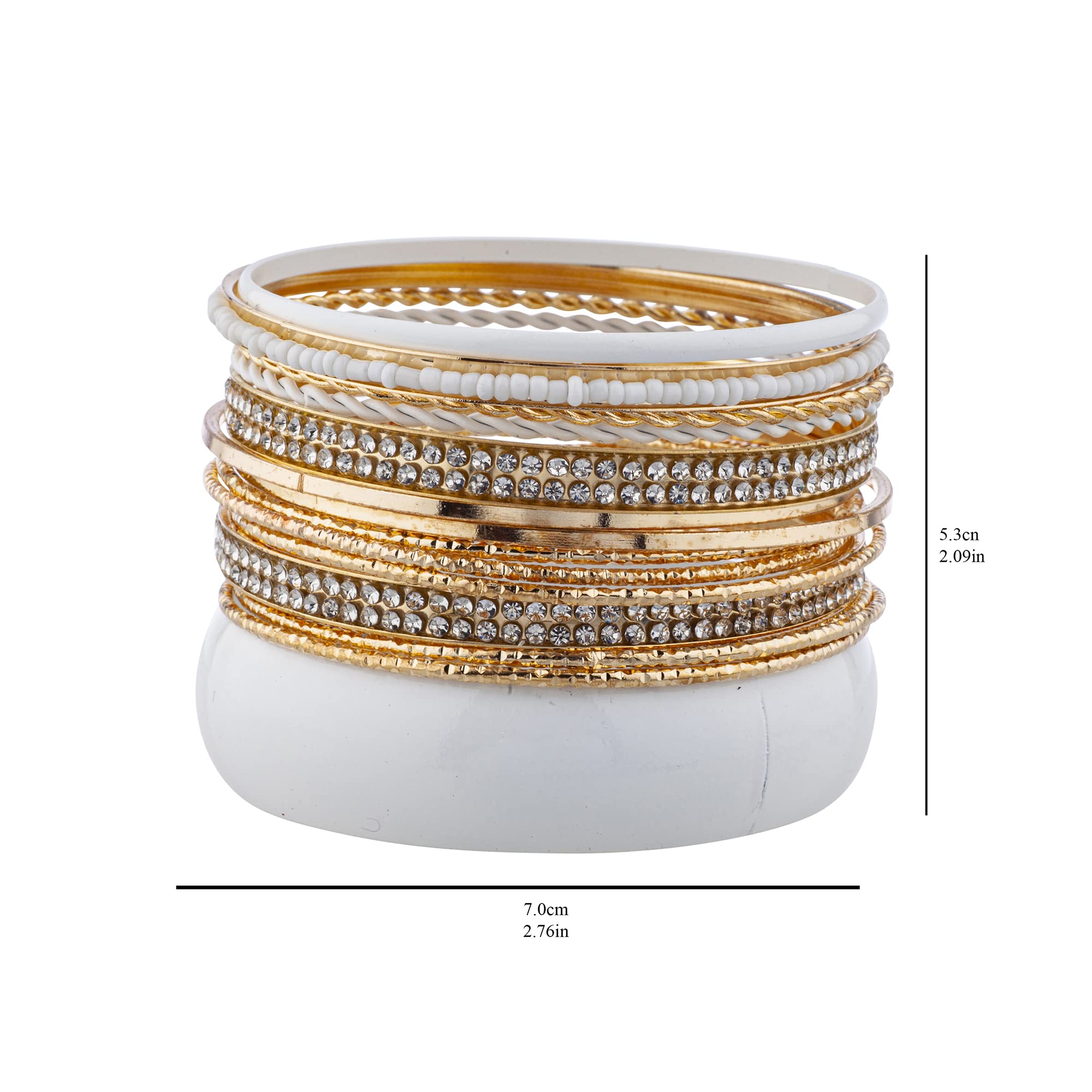 Nicole Miller Gold Rhinestone Bangle Set - 14pcs for Parties & Weddings