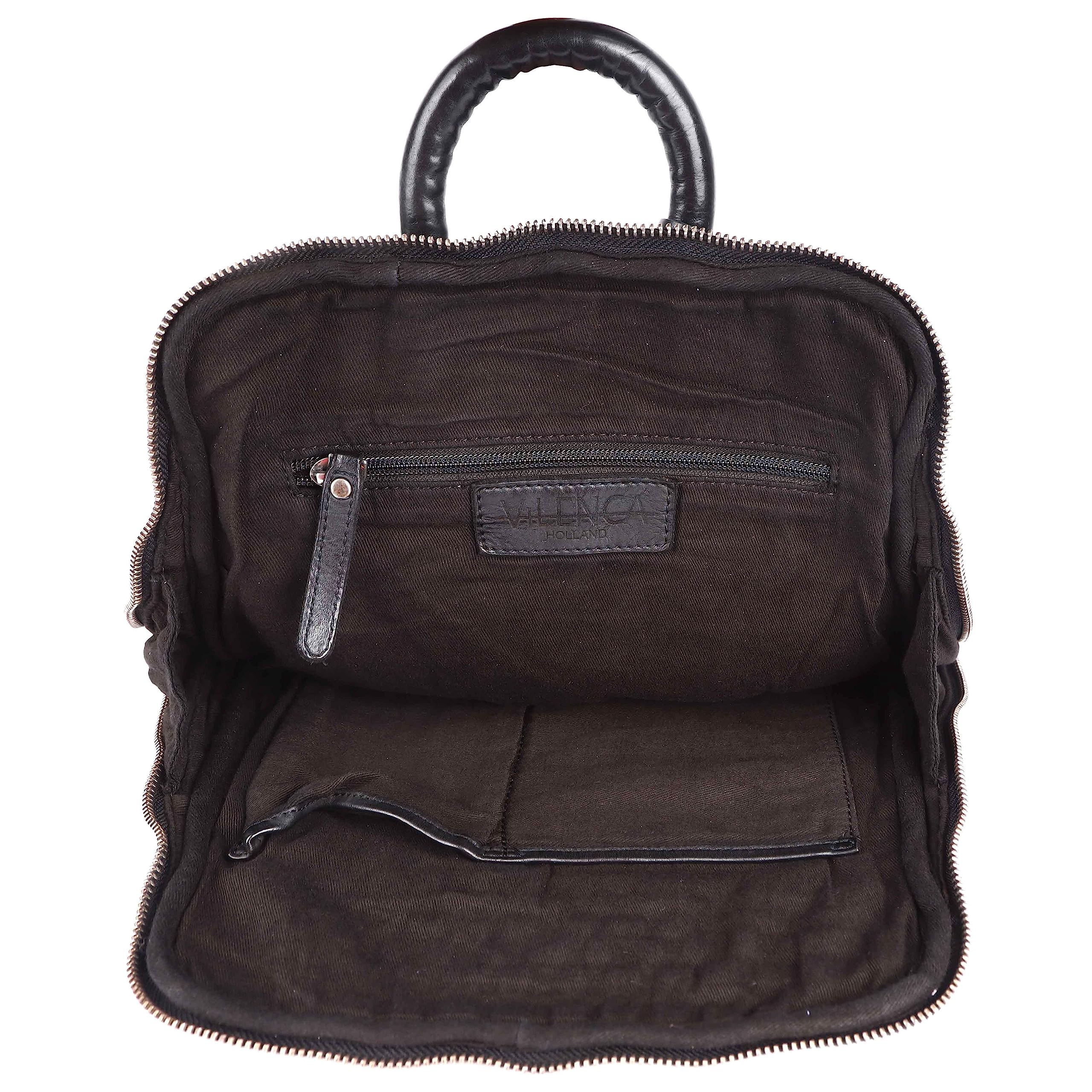 12.5 Inch Genuine Leather Backpack for Women & Men - Premium Black Leather Laptop Backpack with Adjustable Shoulder Straps - Perfect for Work, Travel & College (Business Casual & Everyday Use)
