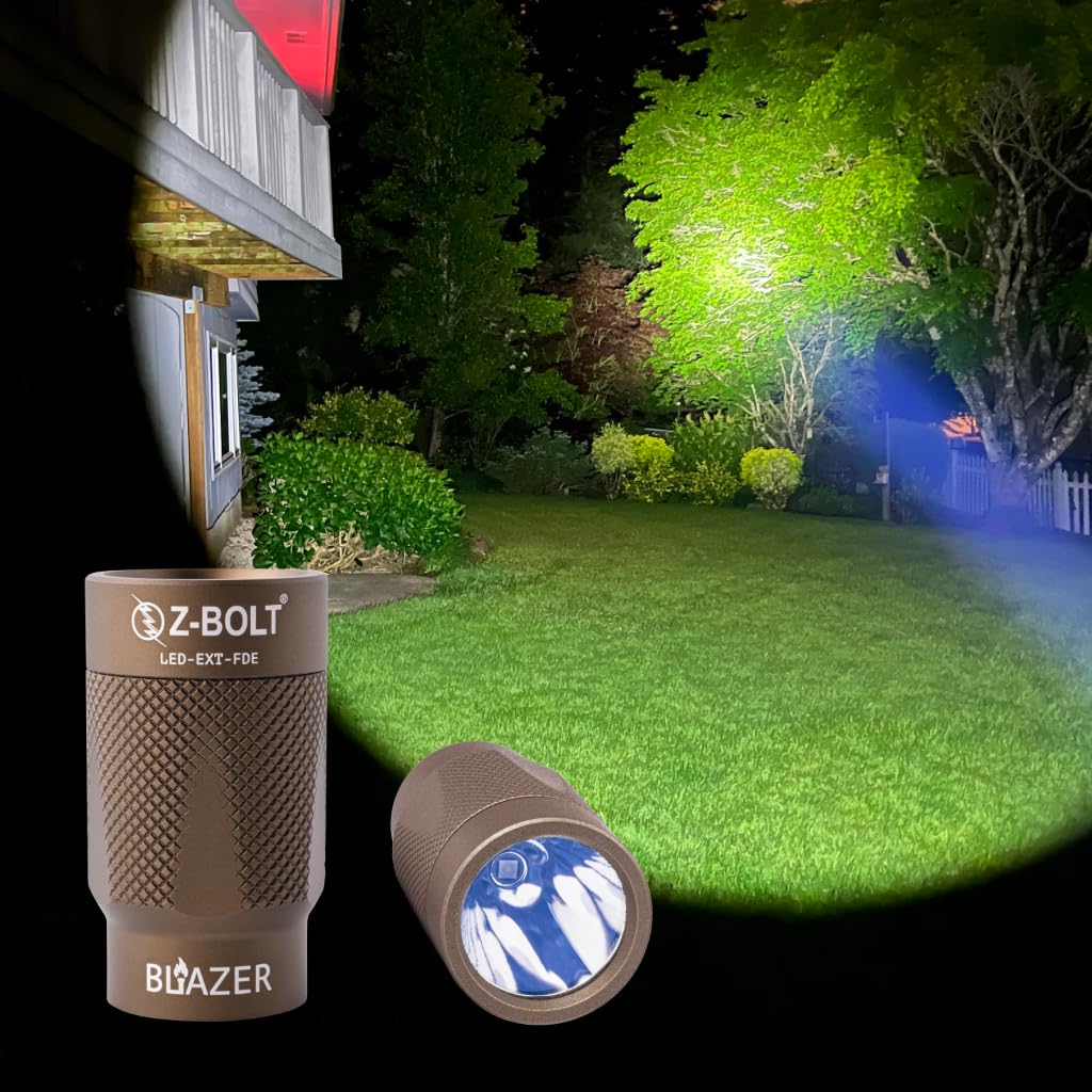 Z-BOLT® Tactical LED Flashlight with Thyrm Low Profile Pocket Clip - 65,000 Candela, 200m Beam Range, FDE Finish | Perfect for EDC, Patrol, Camping & Emergency Situations