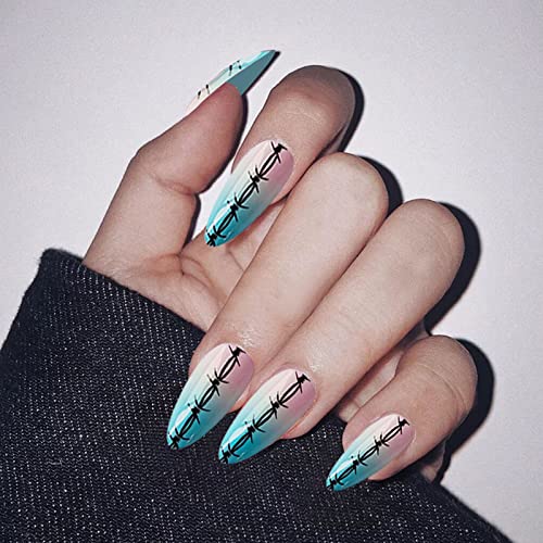 24pcs Fashion Long Fake Nails with Special Water Drop Design - Full Cover Wearable Acrylic Nail Tips for Parties, Weddings & Special Occasions