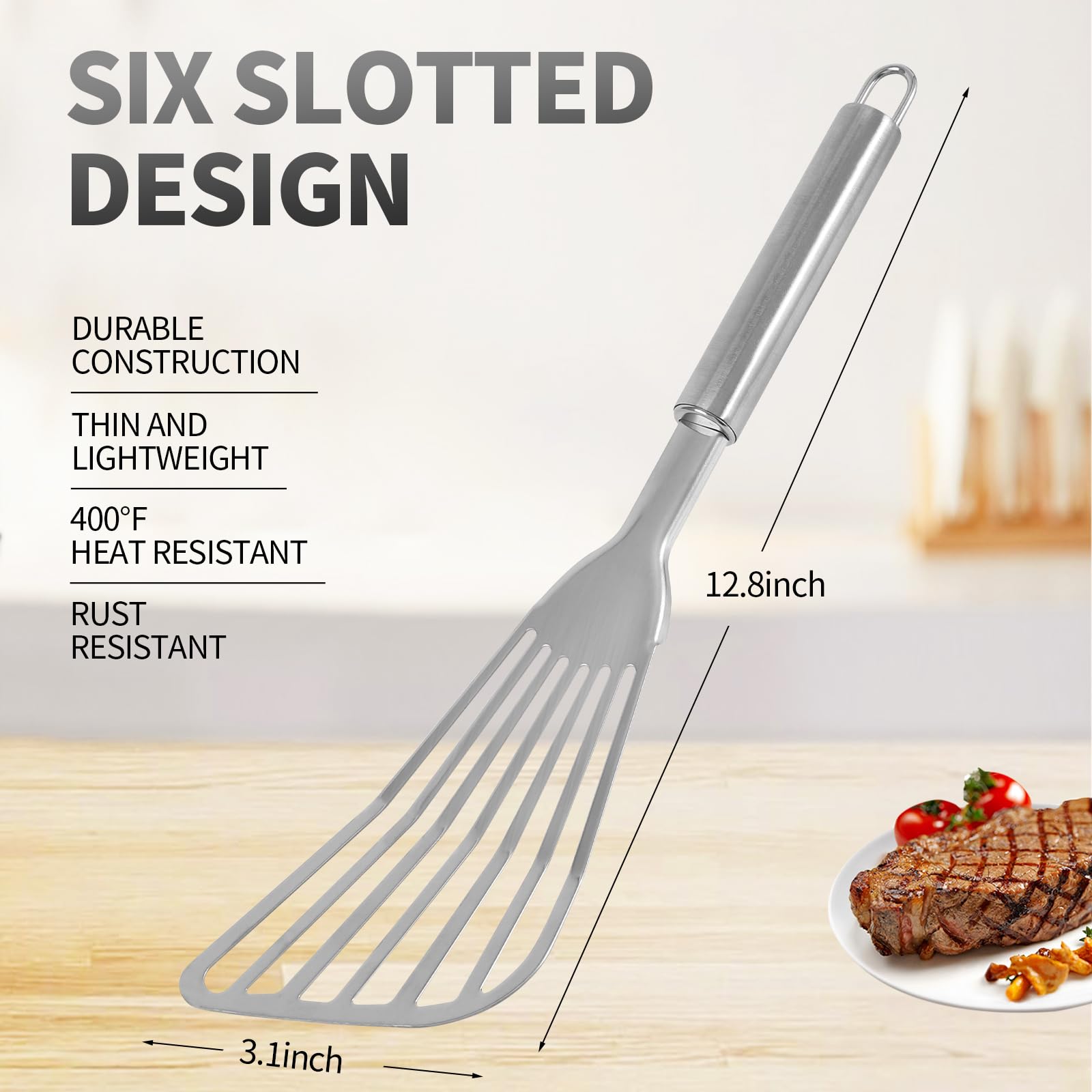 2-Pack Stainless Steel Fish Spatula Set - Premium Flexible BBQ Turner with Slotted Design for Flipping Fish, Eggs, Pancakes & Steaks - Perfect for Grilling, Cooking & Outdoor Barbecue Parties