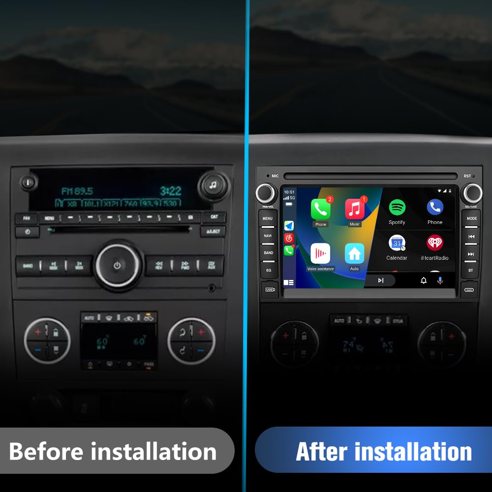 7 Inch Android 13 Car Stereo with GPS [2GB RAM+64GB ROM] - Wireless Apple CarPlay & Android Auto, Touch Screen Radio for GMC Sierra/Yukon, Chevrolet/Buick/Silverado - Perfect for Road Trips & Daily Commutes with Rear Camera Support