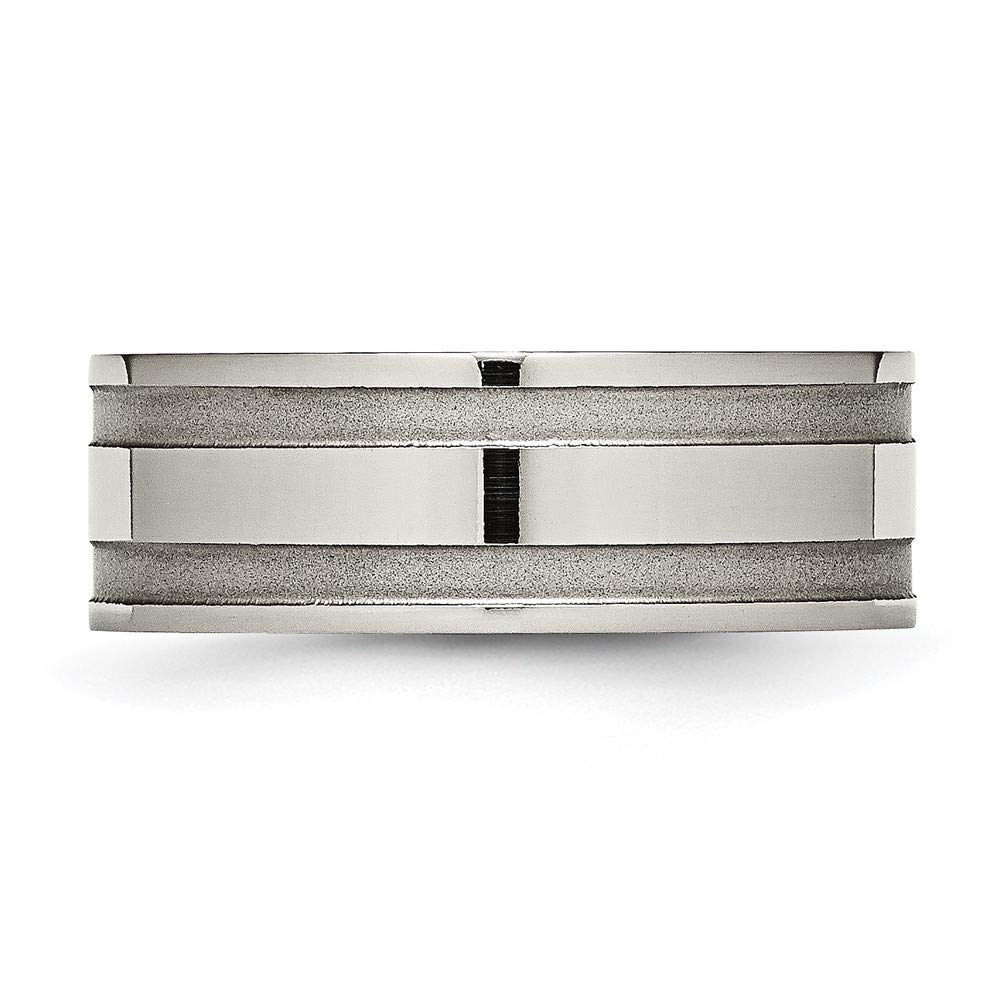 8mm Titanium Wedding Band Ring for Women - Brushed & Polished Finish, Grooved Design, Fine Jewelry Gift for Her - Perfect for Engagement, Bridal, and Anniversary Celebrations