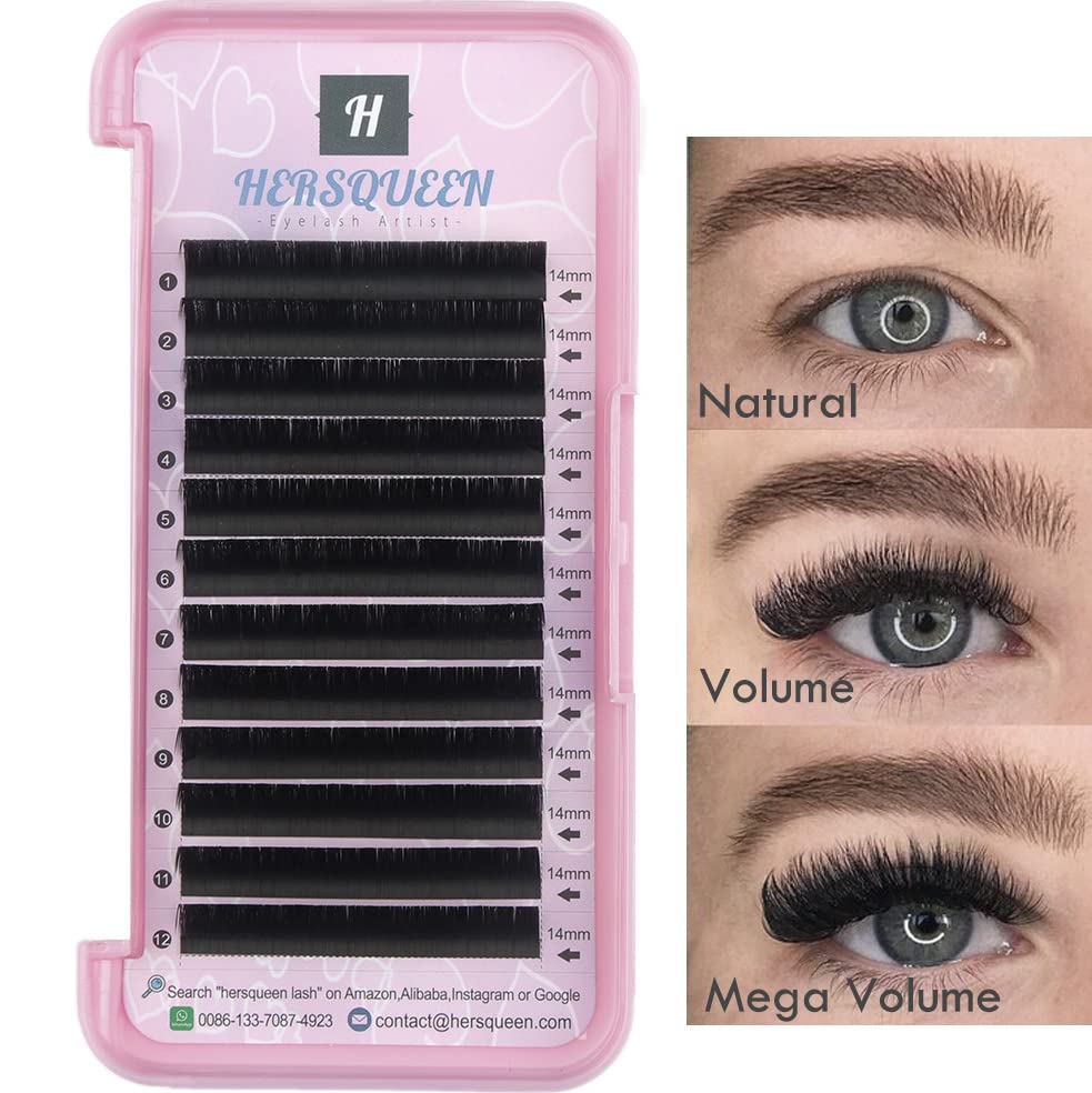 0.05 Russian Volume Eyelash Extensions - Cashmere Mink Lashes with C/D Curls for Salon & Home Use | Semi-Permanent Individual False Eyelashes | Natural Volume Fan Silk Lashes for Bridal, Party & Everyday Makeup Looks