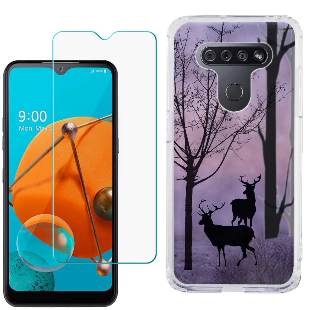 LG K51 Case with Tempered Glass - Slim TPU Cover for Outdoor Protection