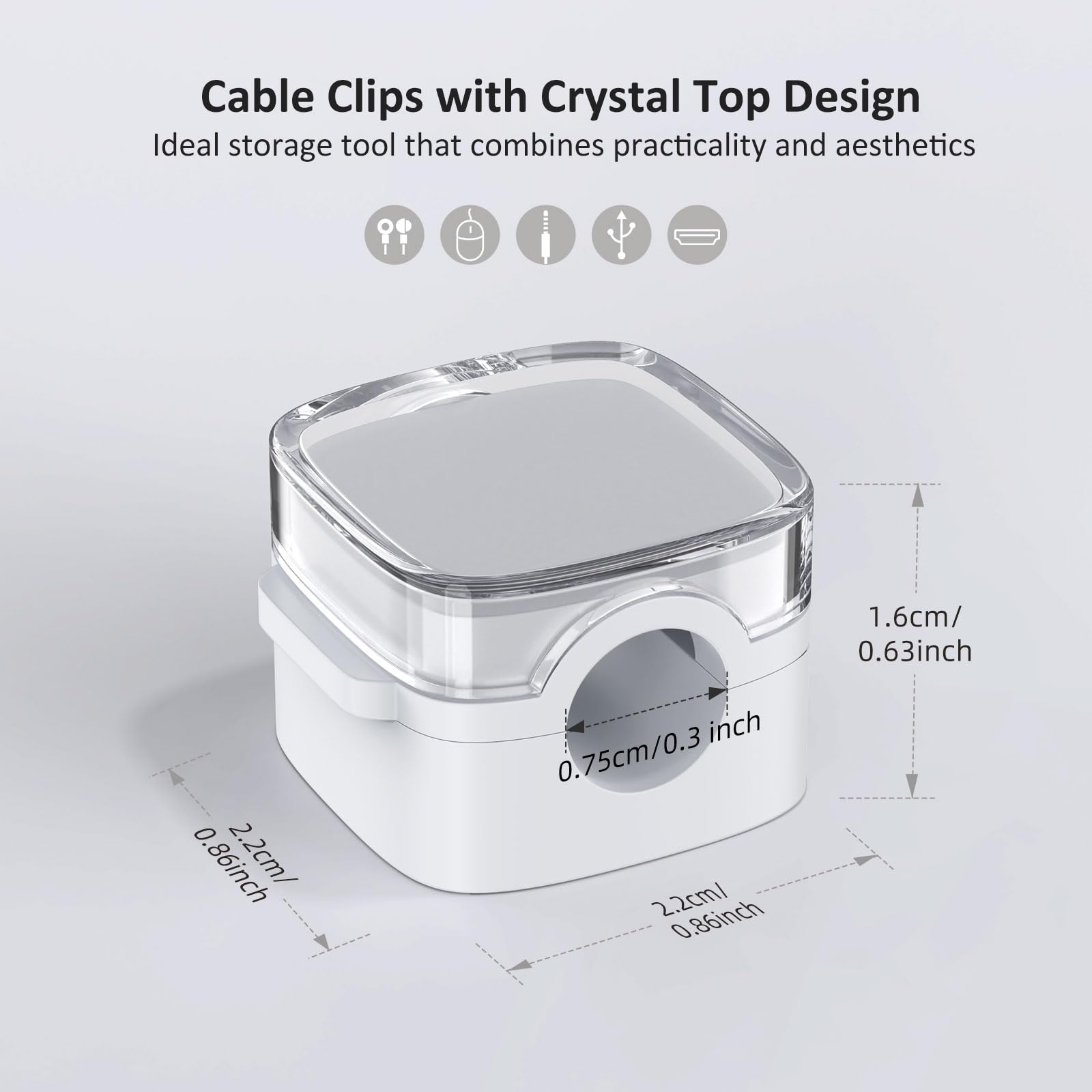 6 Pack Magnetic Cable Clips - Strong Adhesive Cord Organizer for Desk, Nightstand, Kitchen, Car & Office - Clear White Wire Keepers for Phone Chargers, Headphones & Appliances