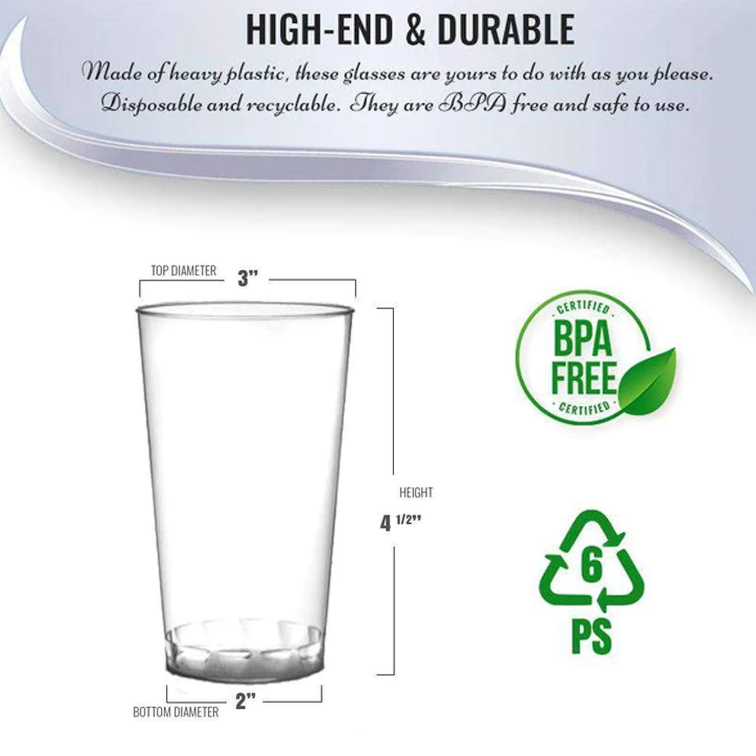 Smarty Had A Party 12 oz Clear Disposable Plastic Cups - 500 Pack of Tumbler Cups for Cocktails, Iced Coffee, Party Drinks & Beverages - Perfect for Weddings, BBQs, Picnics and Office Events