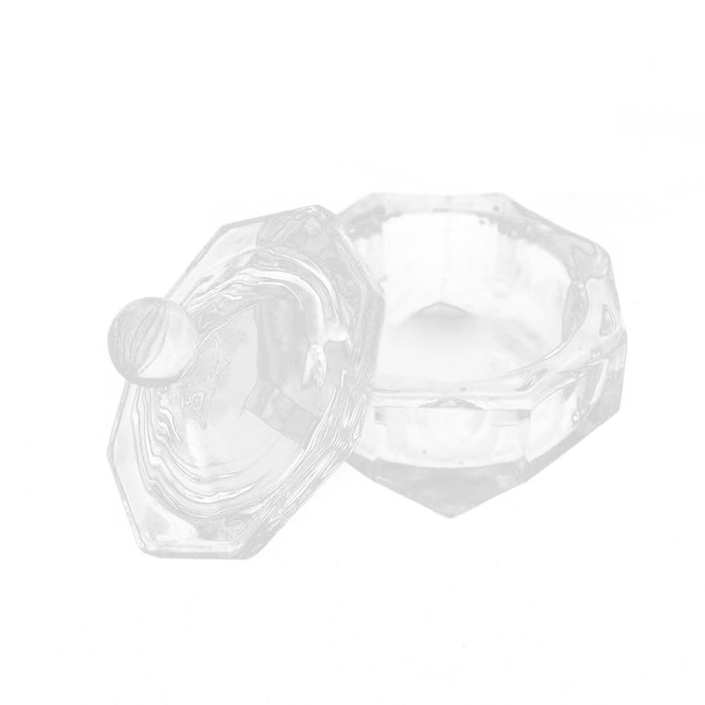 Premium Nail Art Dappen Dish with Lid - Clear Glass Cup for Liquid & Powder - Essential Nail Styling Tool for Acrylic, Gel & Dip Powder Manicures - Perfect for Home Salons & Professional Nail Technicians