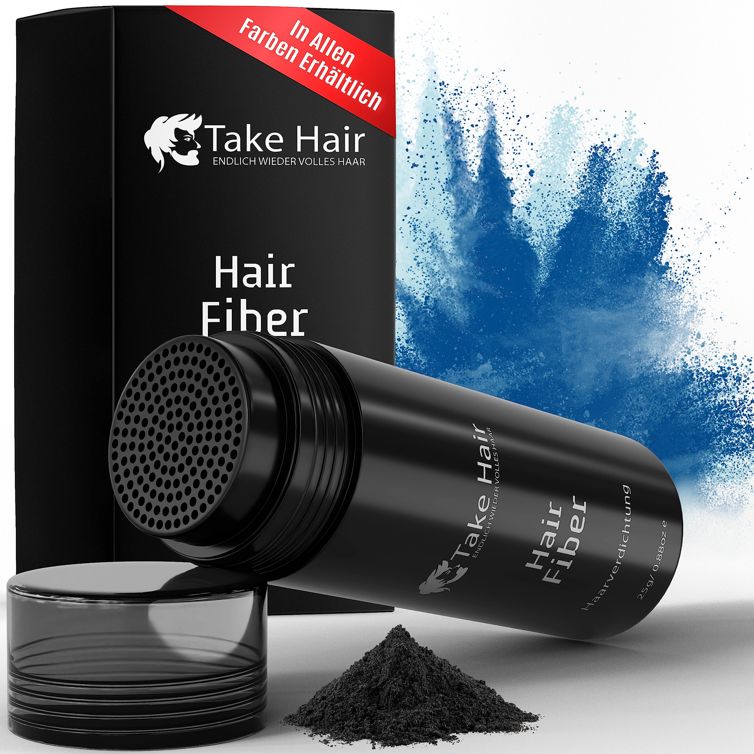 Men's Hair Fibers for Thinning Hair - 25g Volumizing Hair Powder for Hair Loss, Holds in Rain & Wind (Black) - Perfect for Daily Styling & Confidence Boost